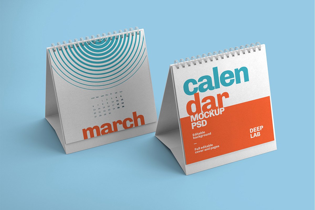 22款竖版台历日历PSD样机模板 Desk Calendar Mockup_img_2