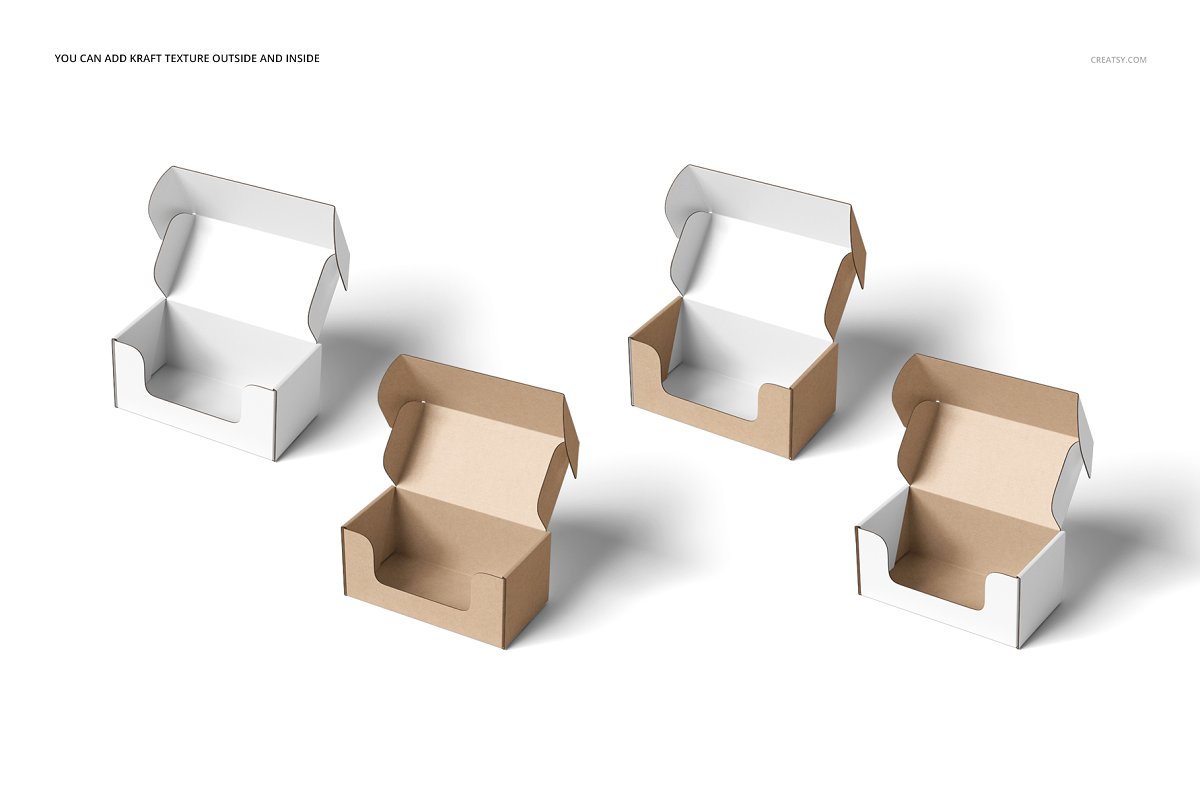 方形快递产品包装盒PSD样机 Tuck Mailer Box Mockup_img_2