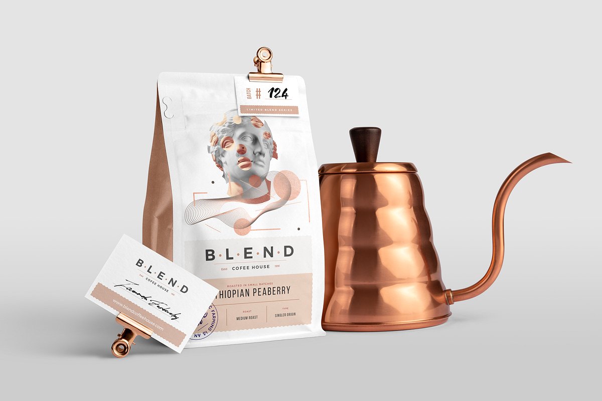 32个咖啡品牌VI设计展示场景PSD样机素材模板 Blend – Coffeehouse Branding Mockup_img_2