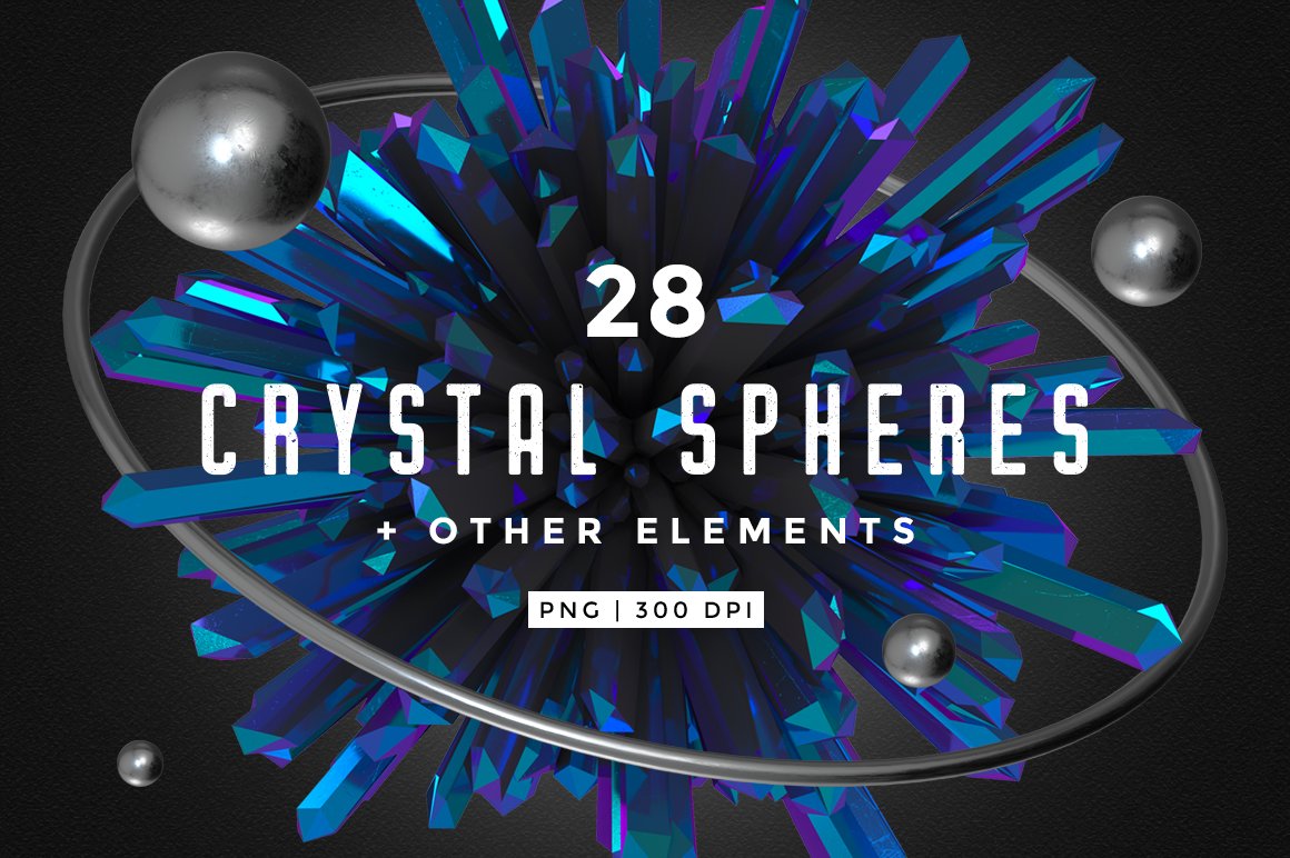 28个水晶球元素PNG设计素材 Crystal Spheres + Other Elements_img_2