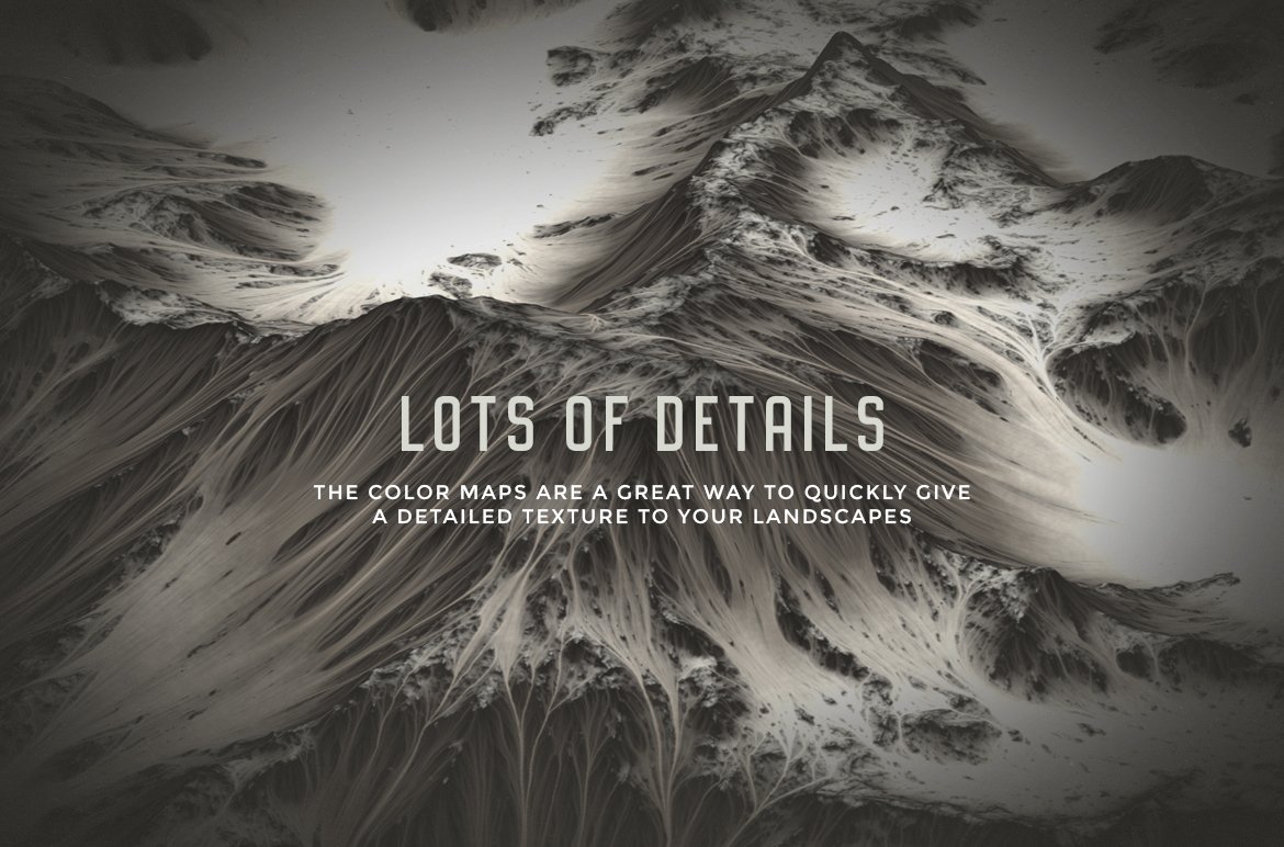 20款黑白山脉3D地图PNG纹理设计素材 Set Of 20 Landscapes Maps_img_2