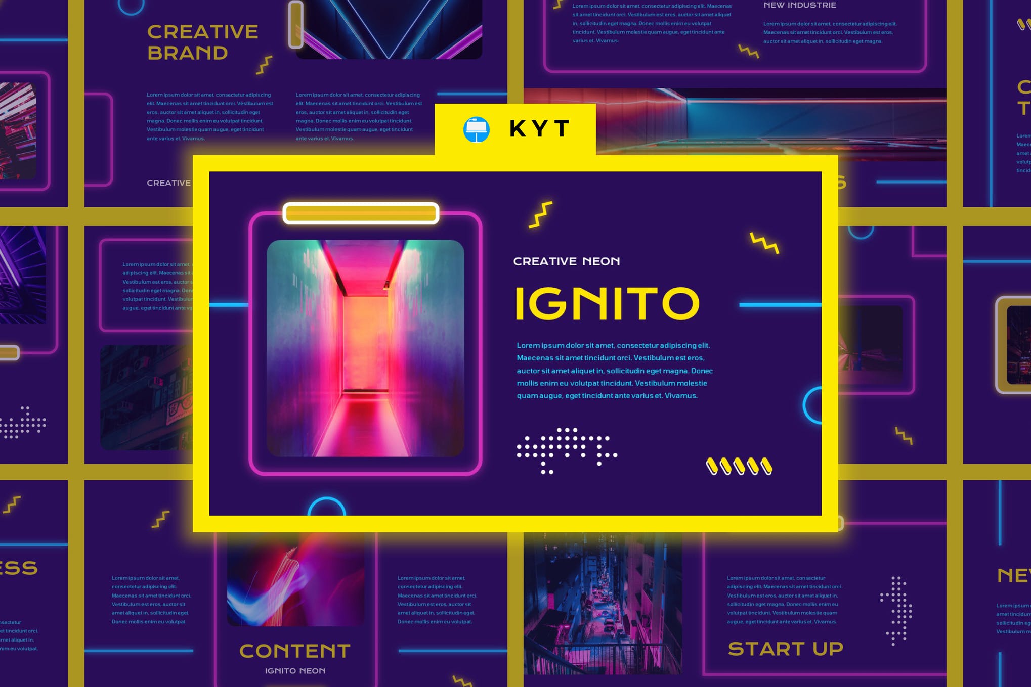 霓虹灯效果商务介绍PPT演示文稿设计模板 IGNITO - Neon Colour Powerpoint Template_img_2