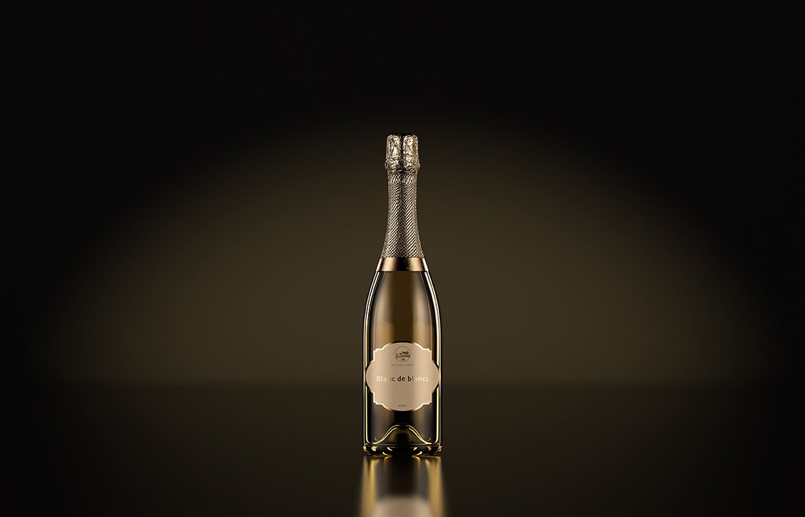 香槟酒瓶外观设计效果图样机模板 Champagne Bottle Mockup_img_2