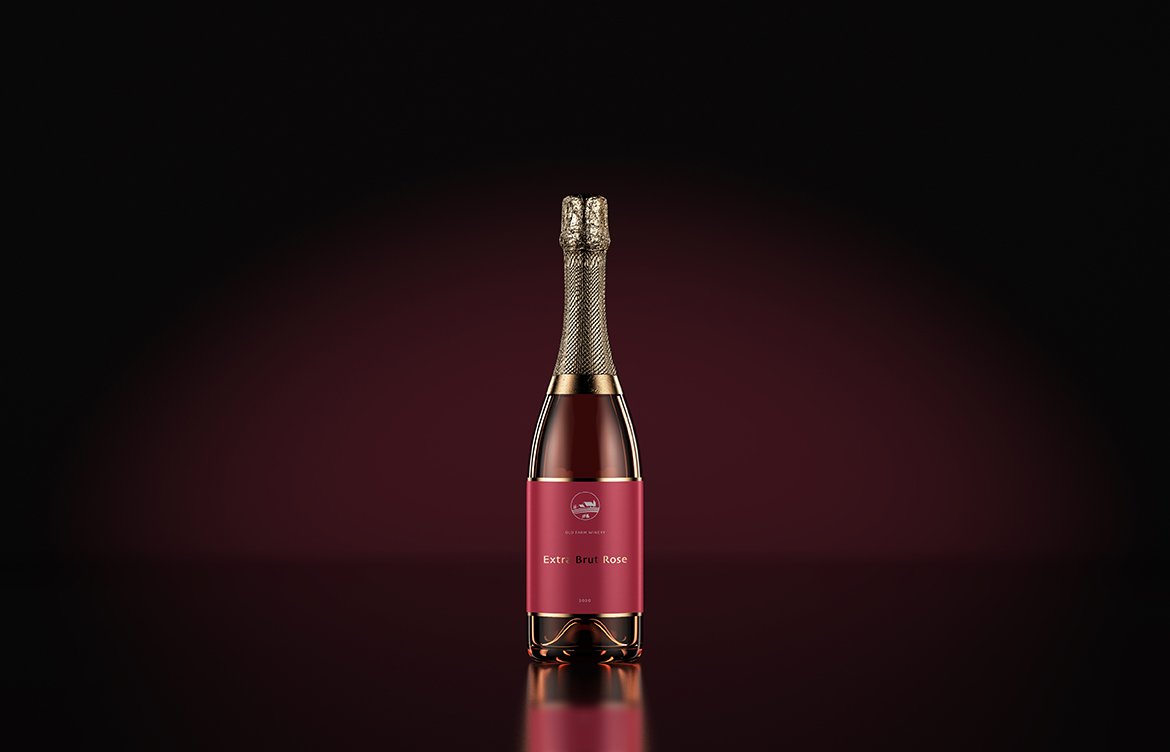 香槟酒瓶外观设计效果图样机模板 Champagne Bottle Mockup_img_2