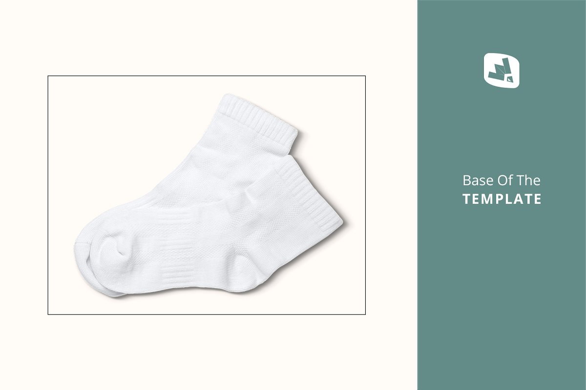 顶视图袜子印花图案设计展示样机模板 Top View Half Socks Mockup_img_2