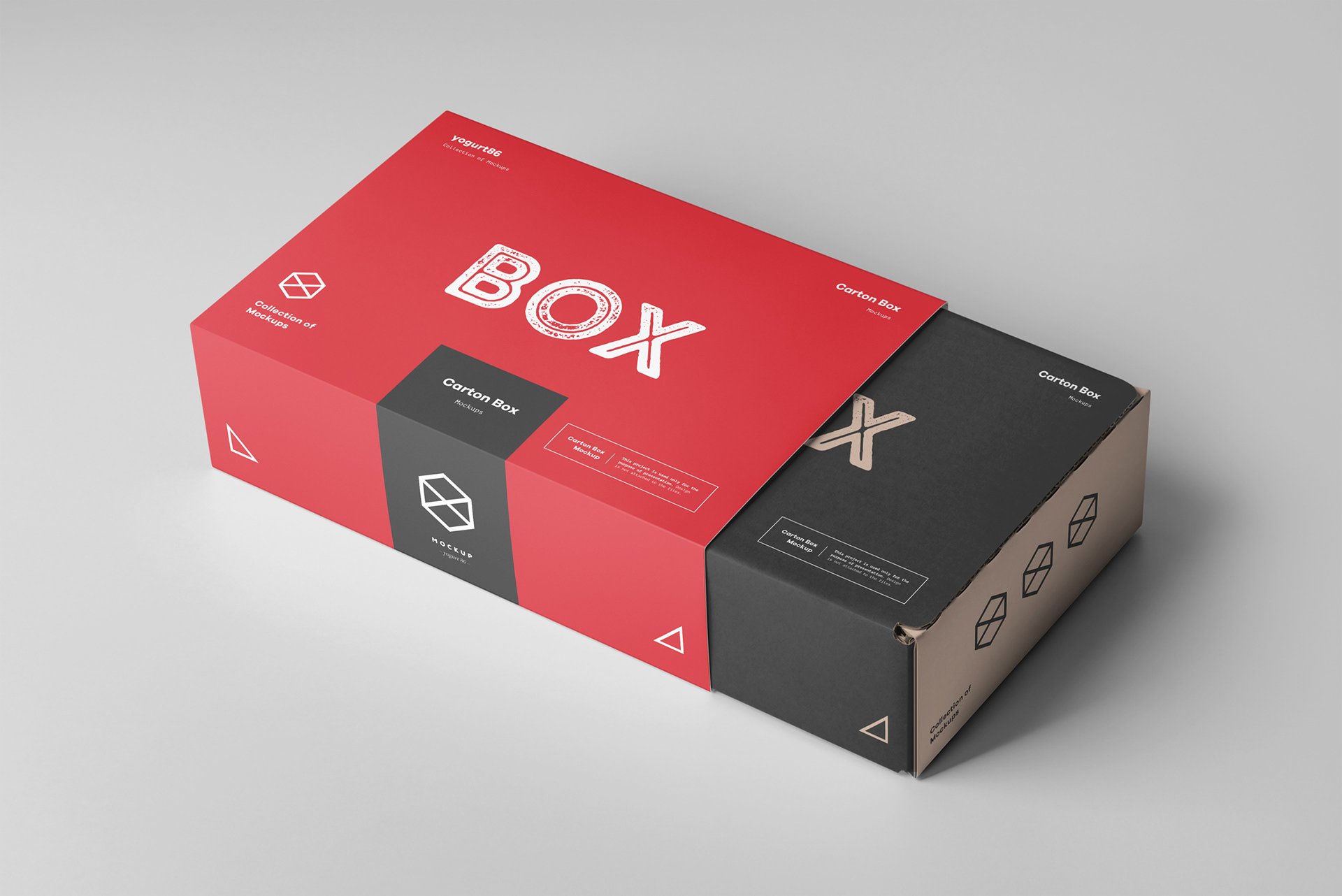 方形产品包装纸箱外观设计展示样机模板 Carton Box Mockup 235x160x70​​​​​​​ & Wrapper_img_2