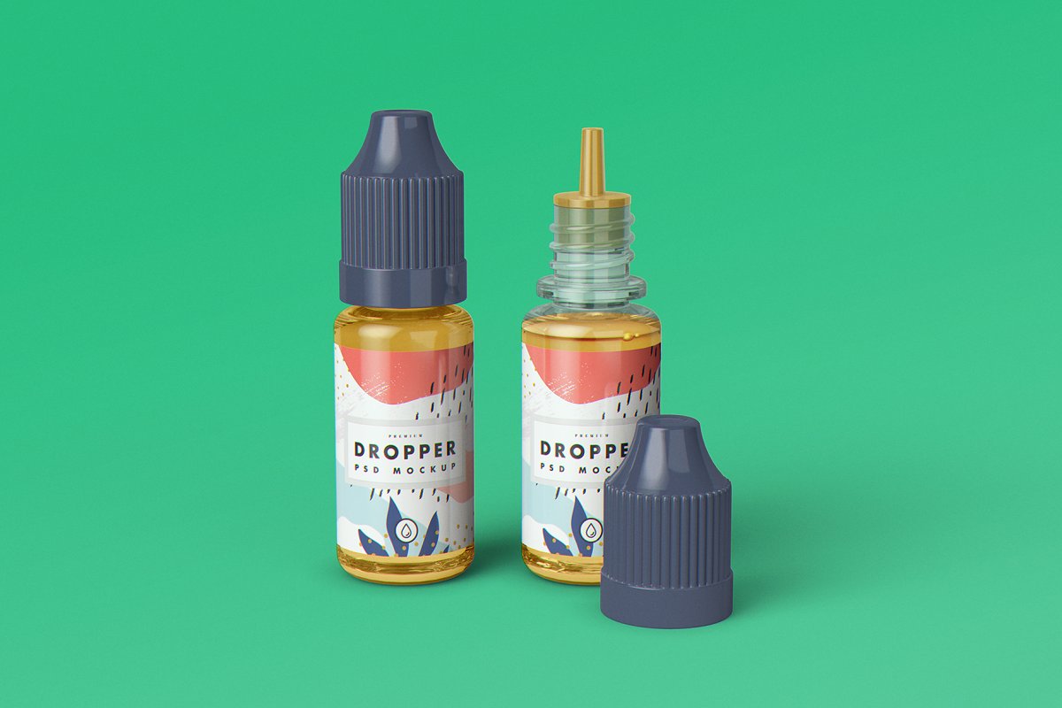 9个药物滴管瓶包装盒设计展示样机模板 Vape Dropper Bottle MockUp_img_2