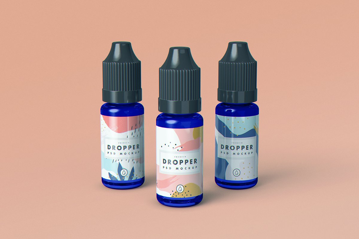 9个药物滴管瓶包装盒设计展示样机模板 Vape Dropper Bottle MockUp_img_2