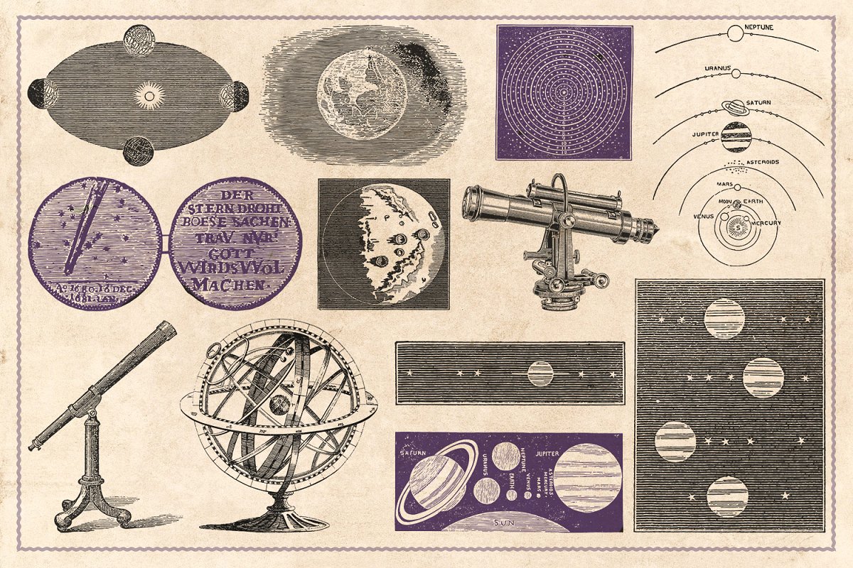 190个复古炼金术占星术天文元素手绘矢量插图 190 Vintage Astrology & Alchemy_img_2