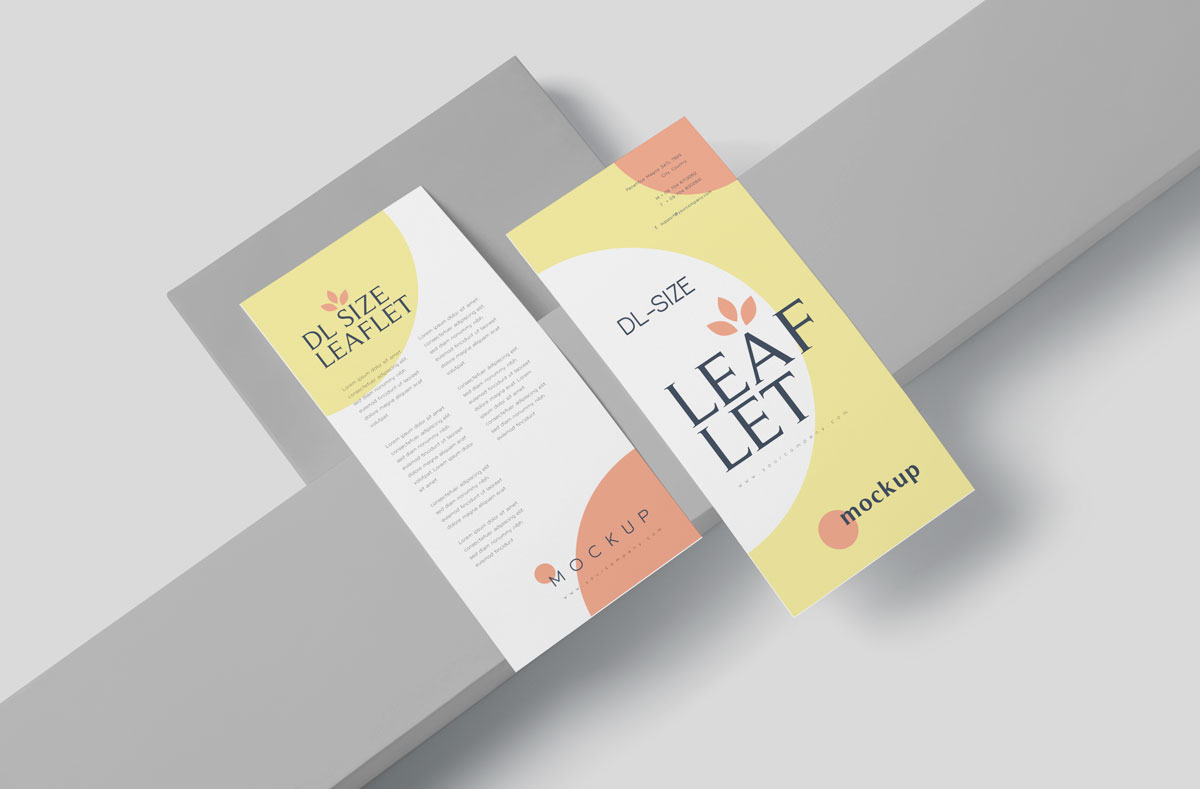 DL尺寸宣传单设计展示样机模板 DL Size One-page Leaflet Mockups_img_2