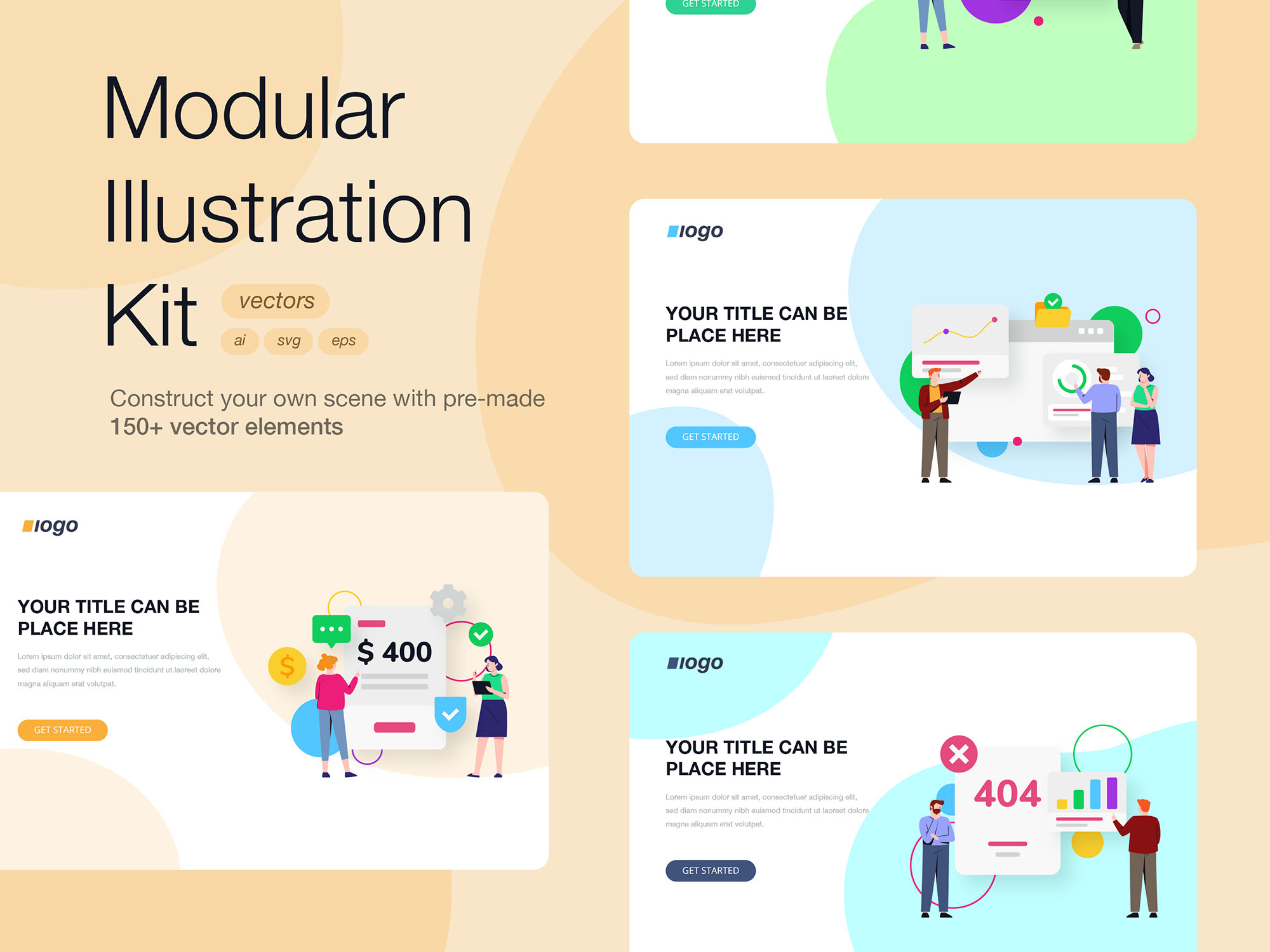 办公场景网站WEB UI界面设计人物矢量插画 Modular Illustration Kit_img_2