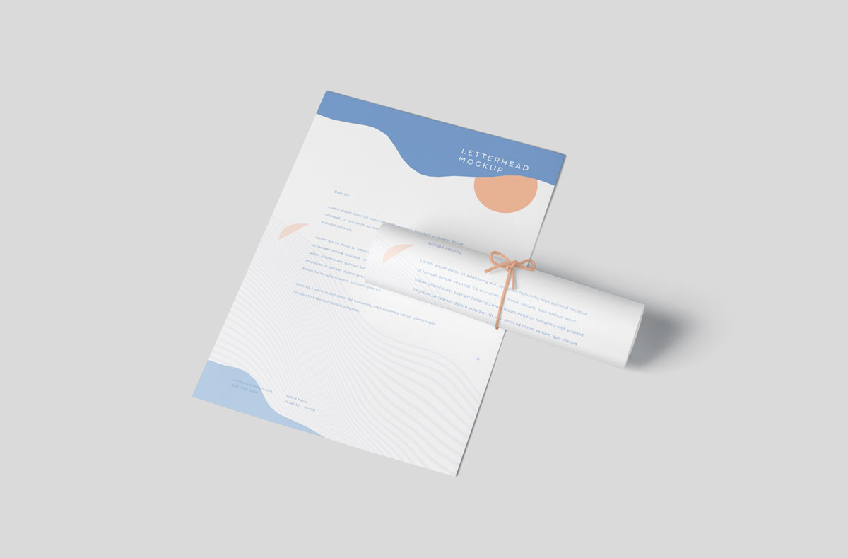 A4竖版信纸信头设计展示样机模板 A4 Vertical Letterhead Mockups_img_2