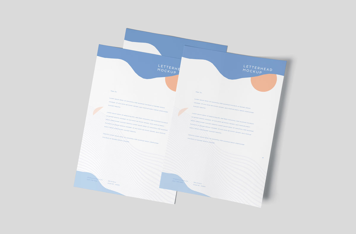 A4竖版信纸信头设计展示样机模板 A4 Vertical Letterhead Mockups_img_2