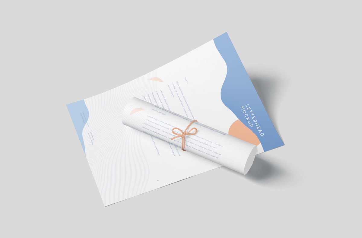 A4竖版信纸信头设计展示样机模板 A4 Vertical Letterhead Mockups_img_2