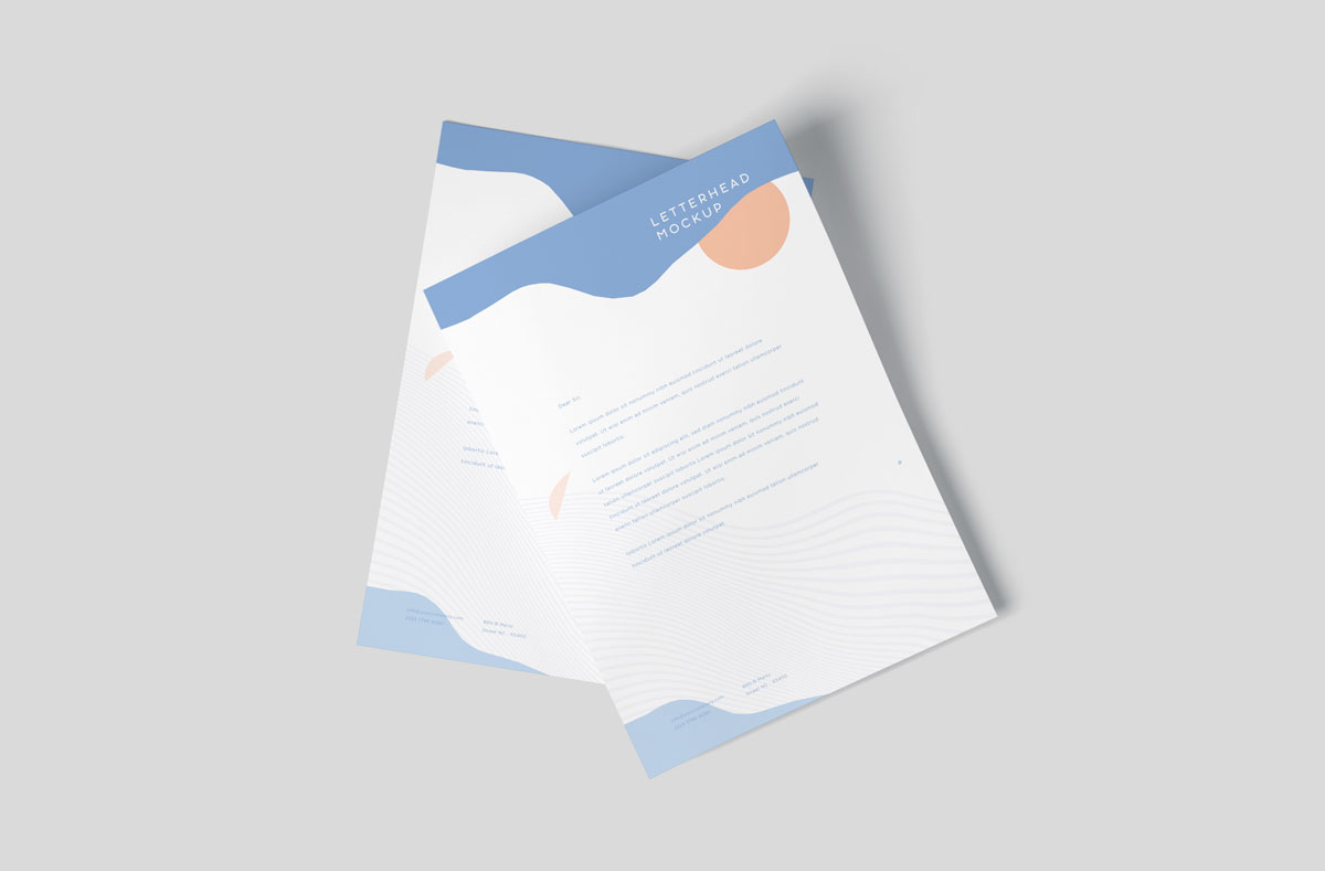 A4竖版信纸信头设计展示样机模板 A4 Vertical Letterhead Mockups_img_2