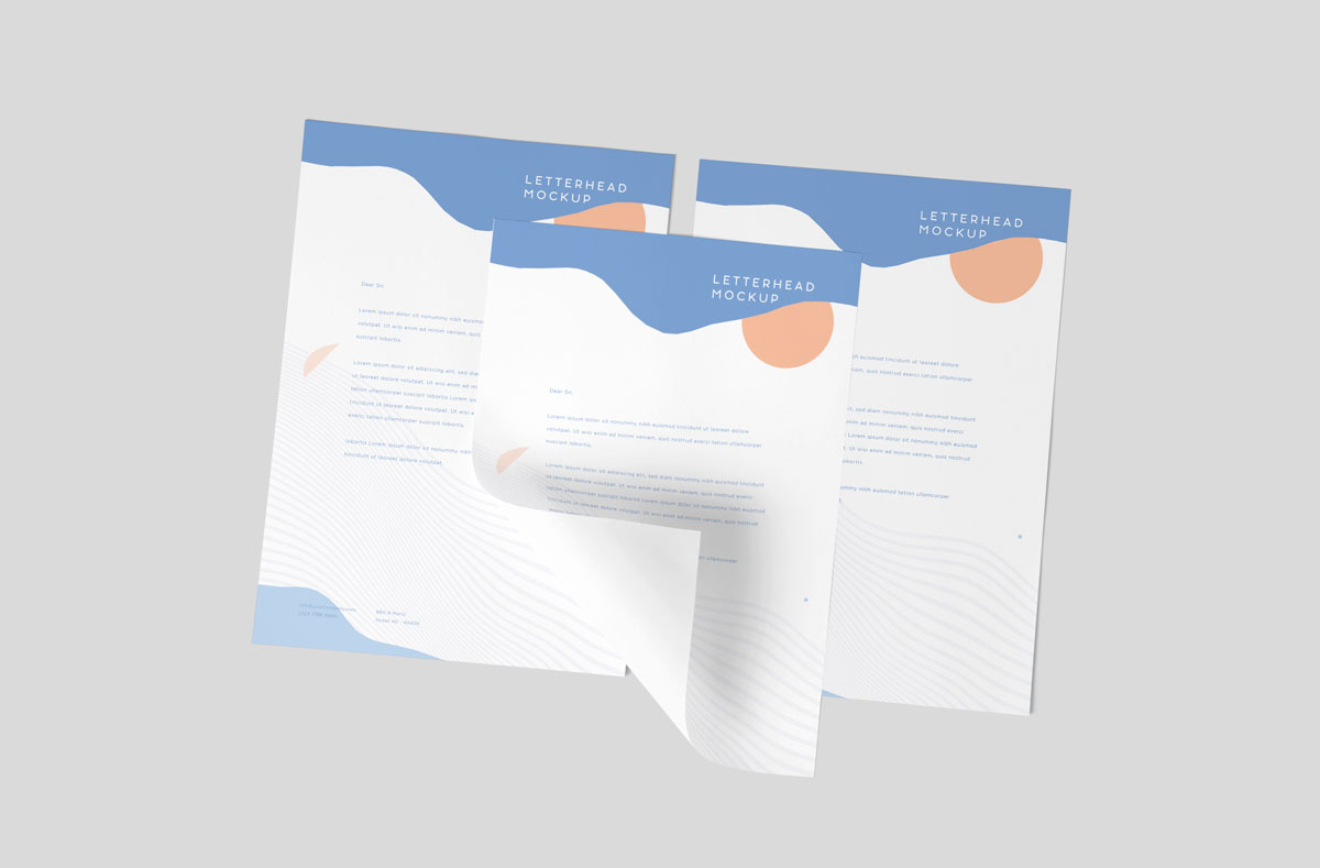 A4竖版信纸信头设计展示样机模板 A4 Vertical Letterhead Mockups_img_2