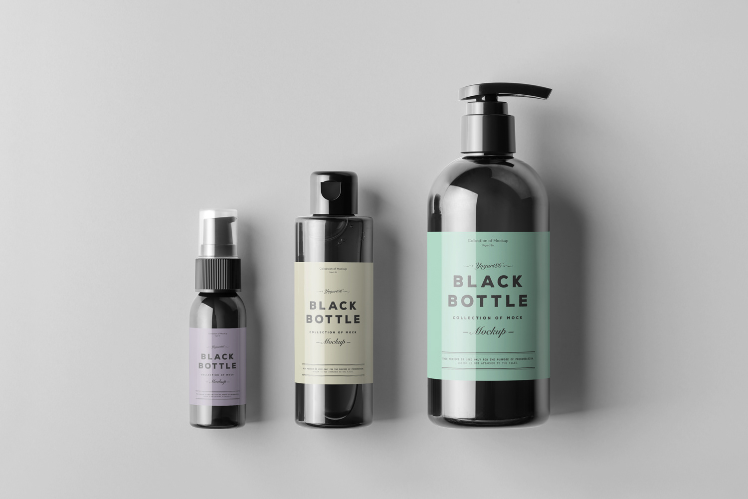 黑色化妆品包装瓶设计展示样机模板 Black Bottles Cosmetic Mockup_img_2