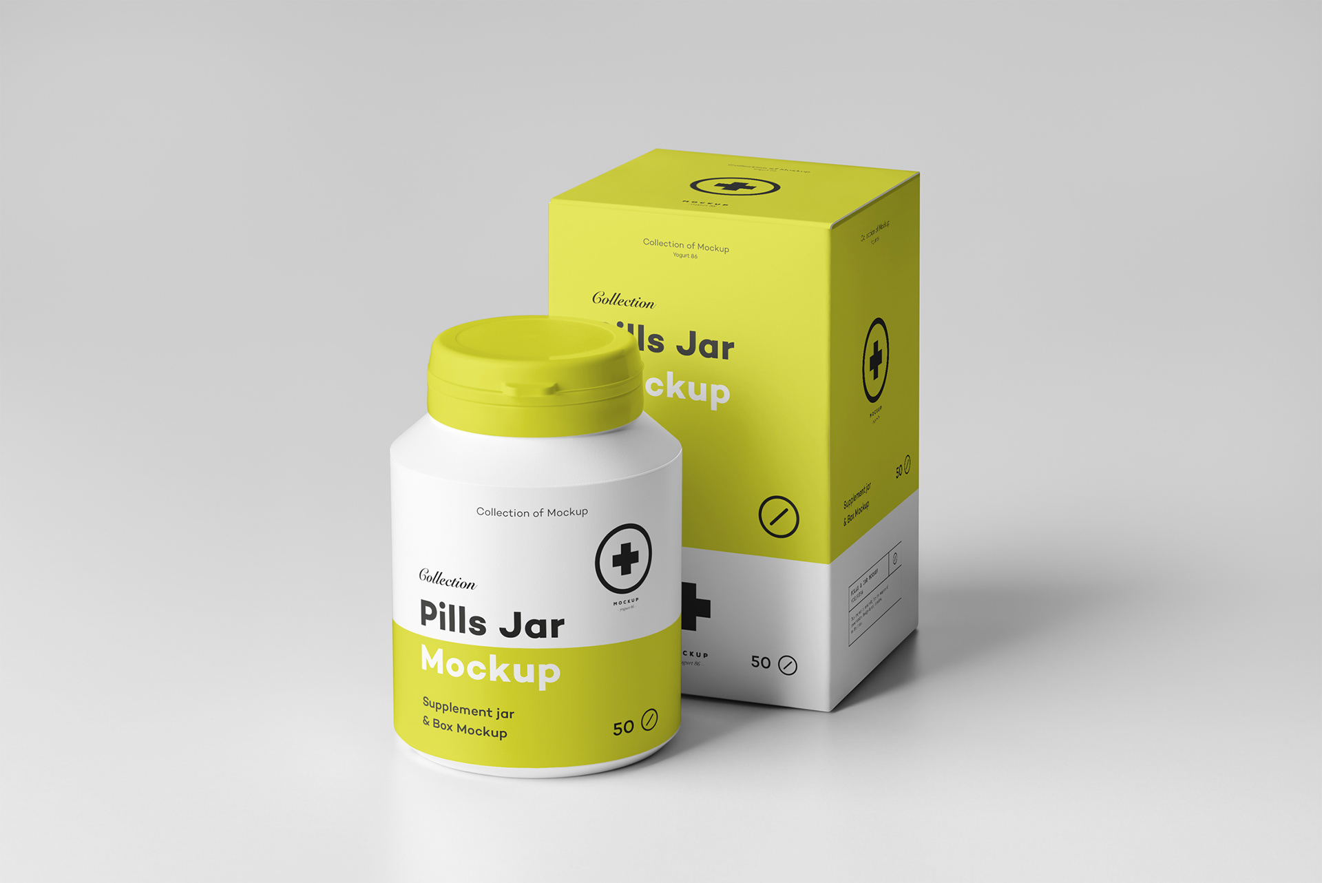 逼真医疗塑料药瓶包装盒设计展示样机模板 Pills Jar Mockup_img_2