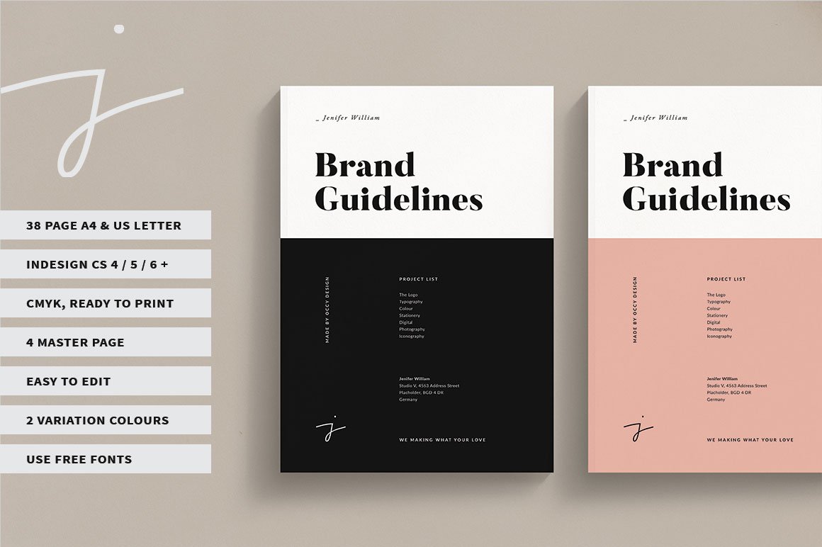 极简品牌VI指南手册设计INDD模板 Brand Guidelines_img_2