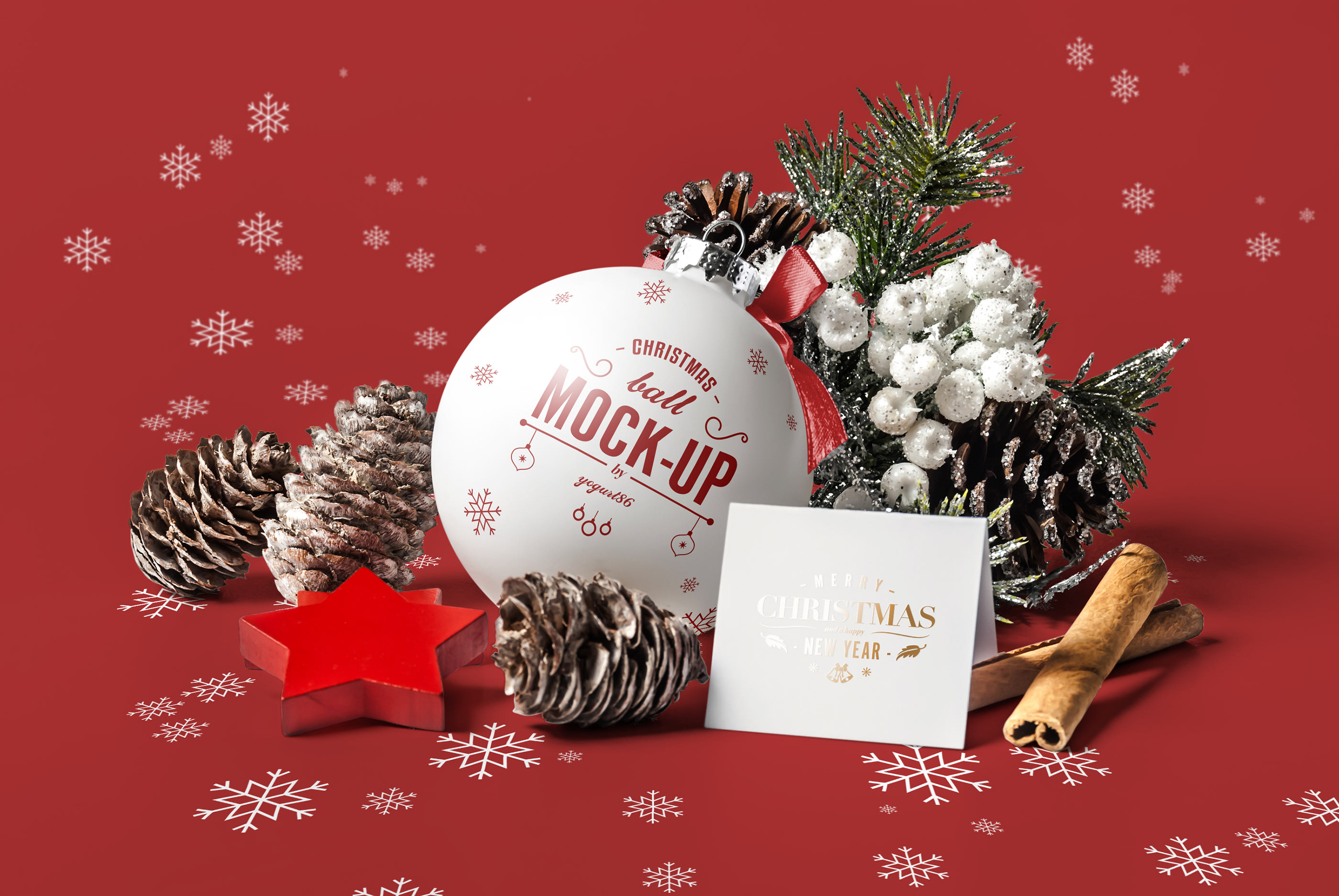 潮流圣诞球设计展示样机素材模板 Christmas Ball Mockup 2_img_2