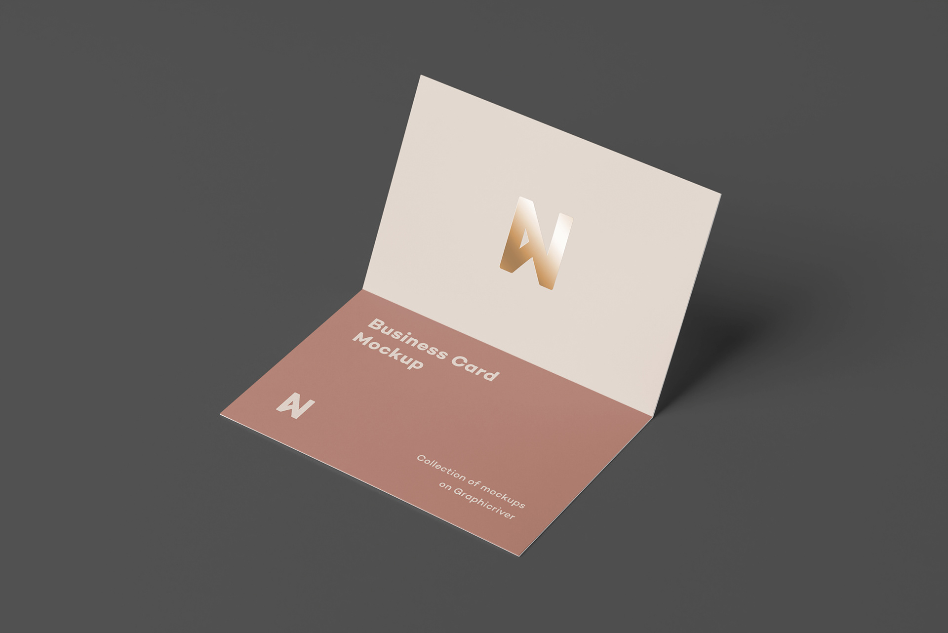 折页商务名片卡片设计展示样机模板 Bi-Fold Business Card Mockup_img_2