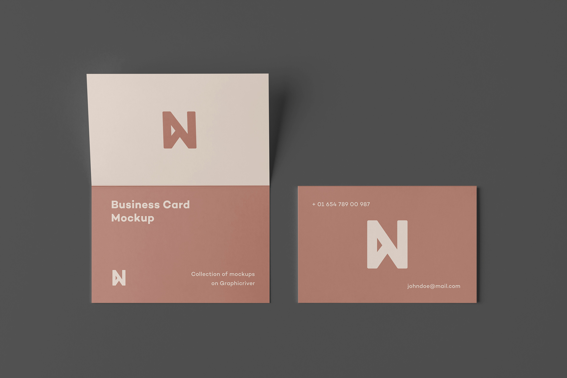 折页商务名片卡片设计展示样机模板 Bi-Fold Business Card Mockup_img_2