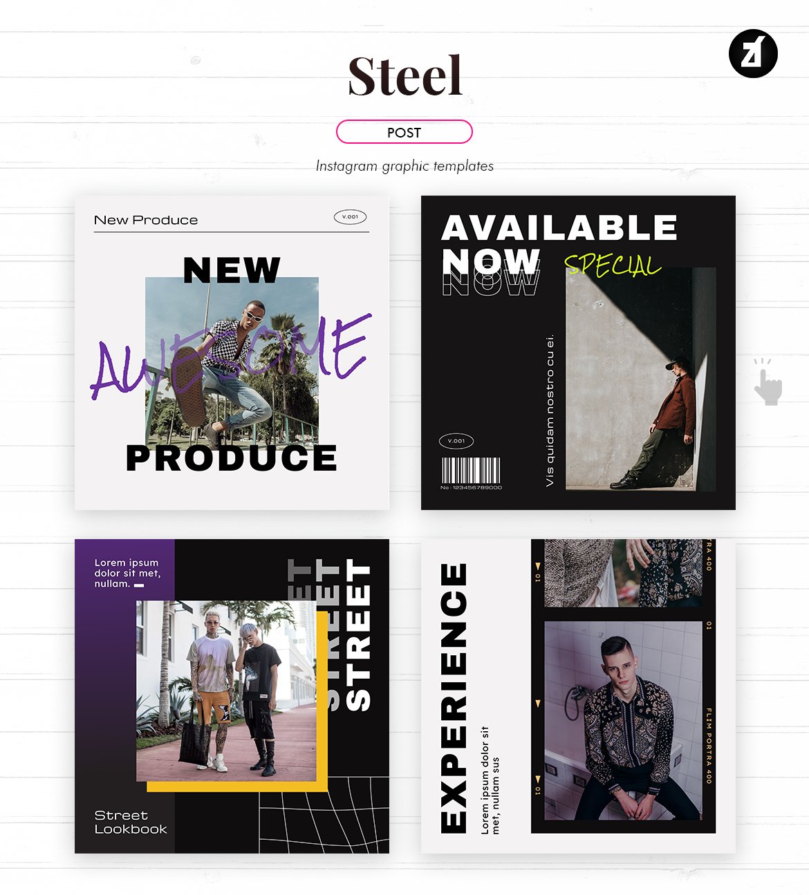 潮流社交媒体海报设计PSD模板 Steel Social Media Template_img_2