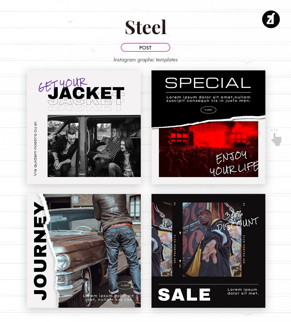 潮流社交媒体海报设计PSD模板 Steel Social Media Template_img_2