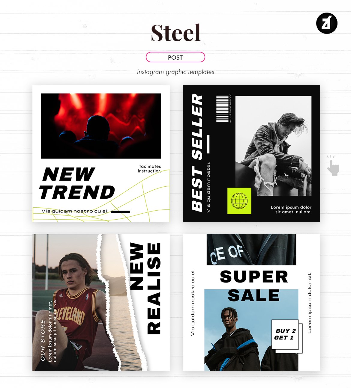 潮流社交媒体海报设计PSD模板 Steel Social Media Template_img_2