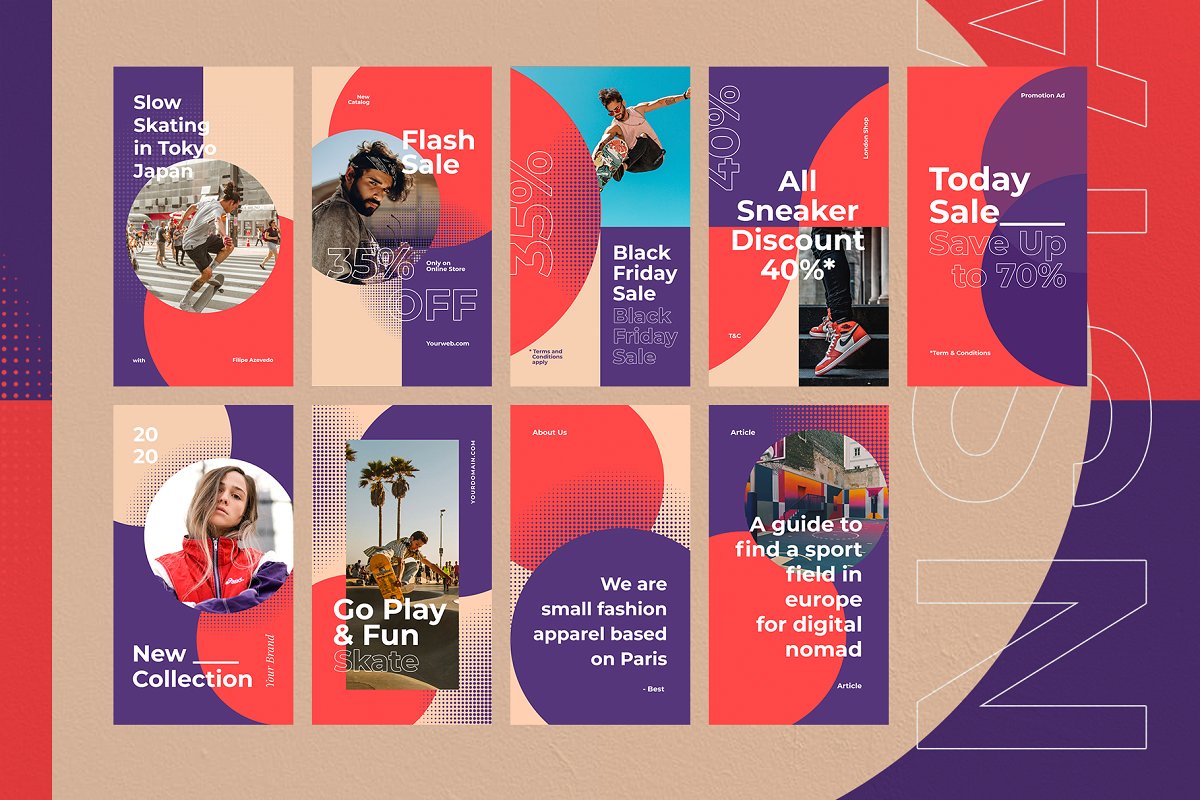 18个潮流品牌Instagram推广社交媒体设计模板 Sporta - Instagram Template_img_2