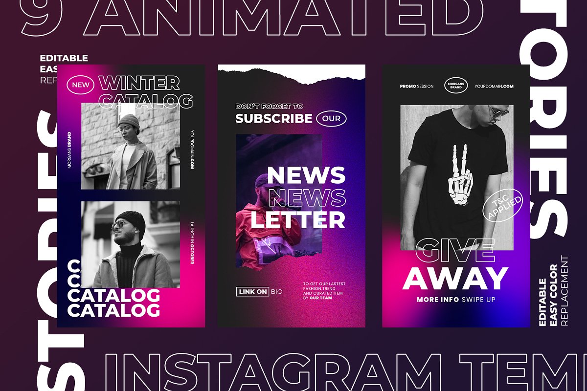 18个潮流城市风格社交媒体设计Instagram模板素材包 HIPSTOR Animated Instagram Template_img_2