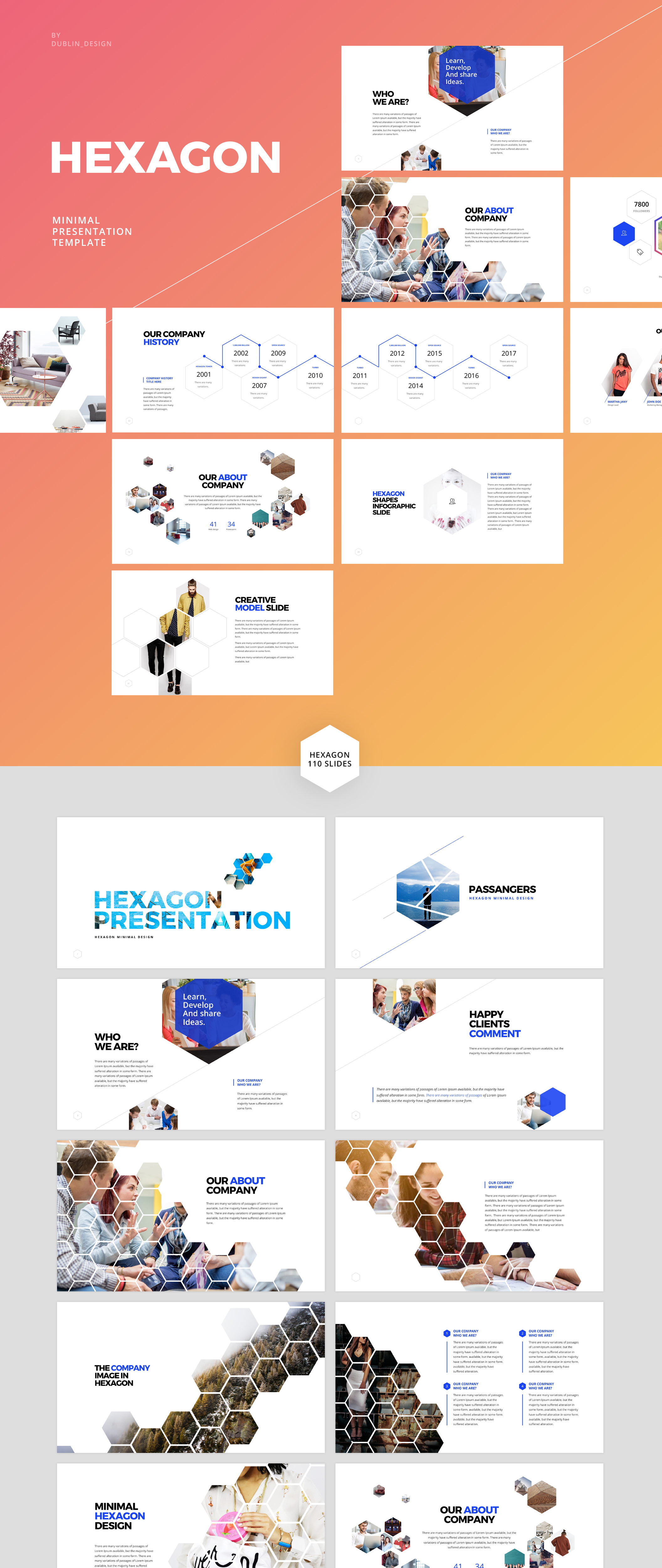 创意六边形企业幻灯片演示文稿设计模板 Hexagon Presentation Template_img_2