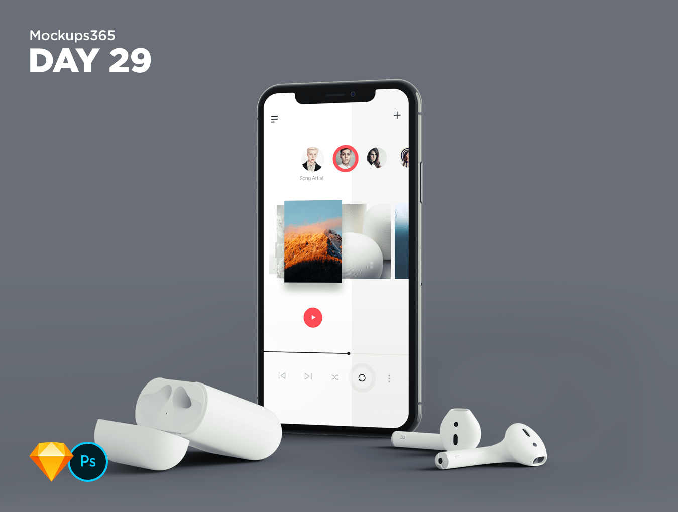 苹果iPhone X & Apple Earpod展示样机模板 iPhone X & Apple Earpod mockup_img_2