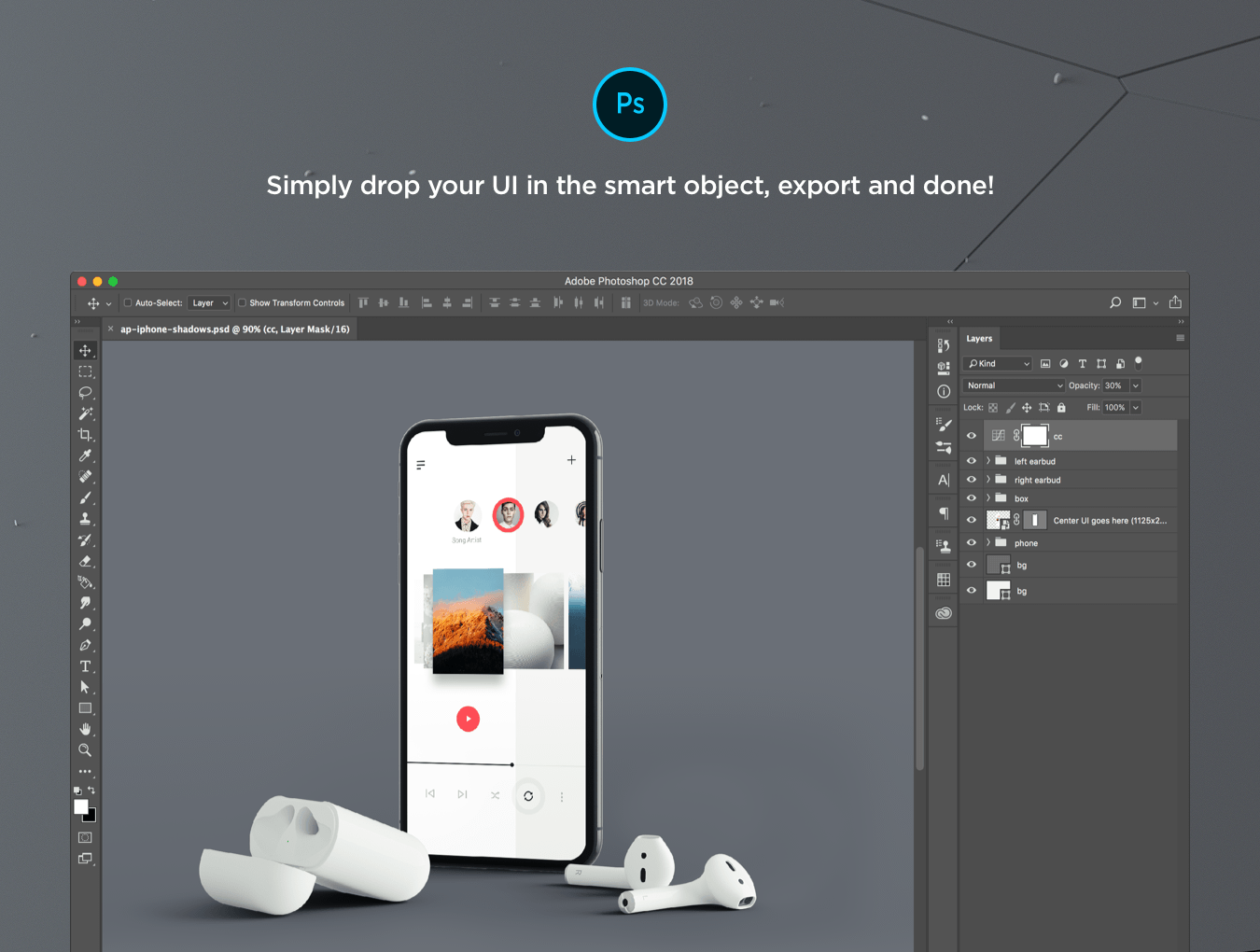 苹果iPhone X & Apple Earpod展示样机模板 iPhone X & Apple Earpod mockup_img_2