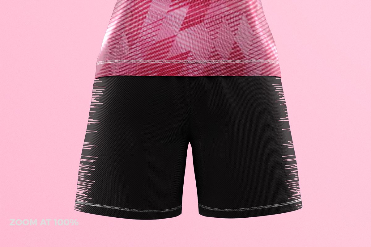 后视图女子足球服装设计效果图样机模板 Women