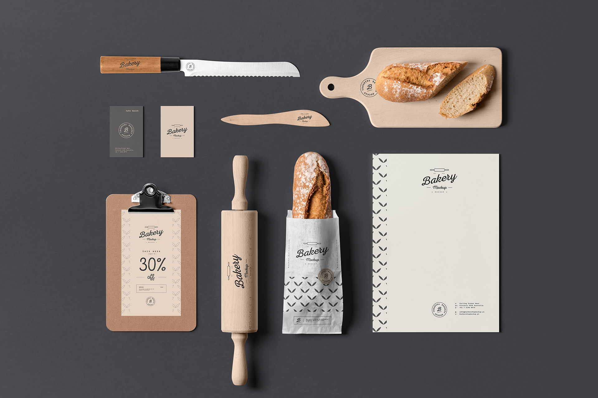 8个面包店品牌VI设计展示样机模板素材 Bakery Branding Mock-up_img_2