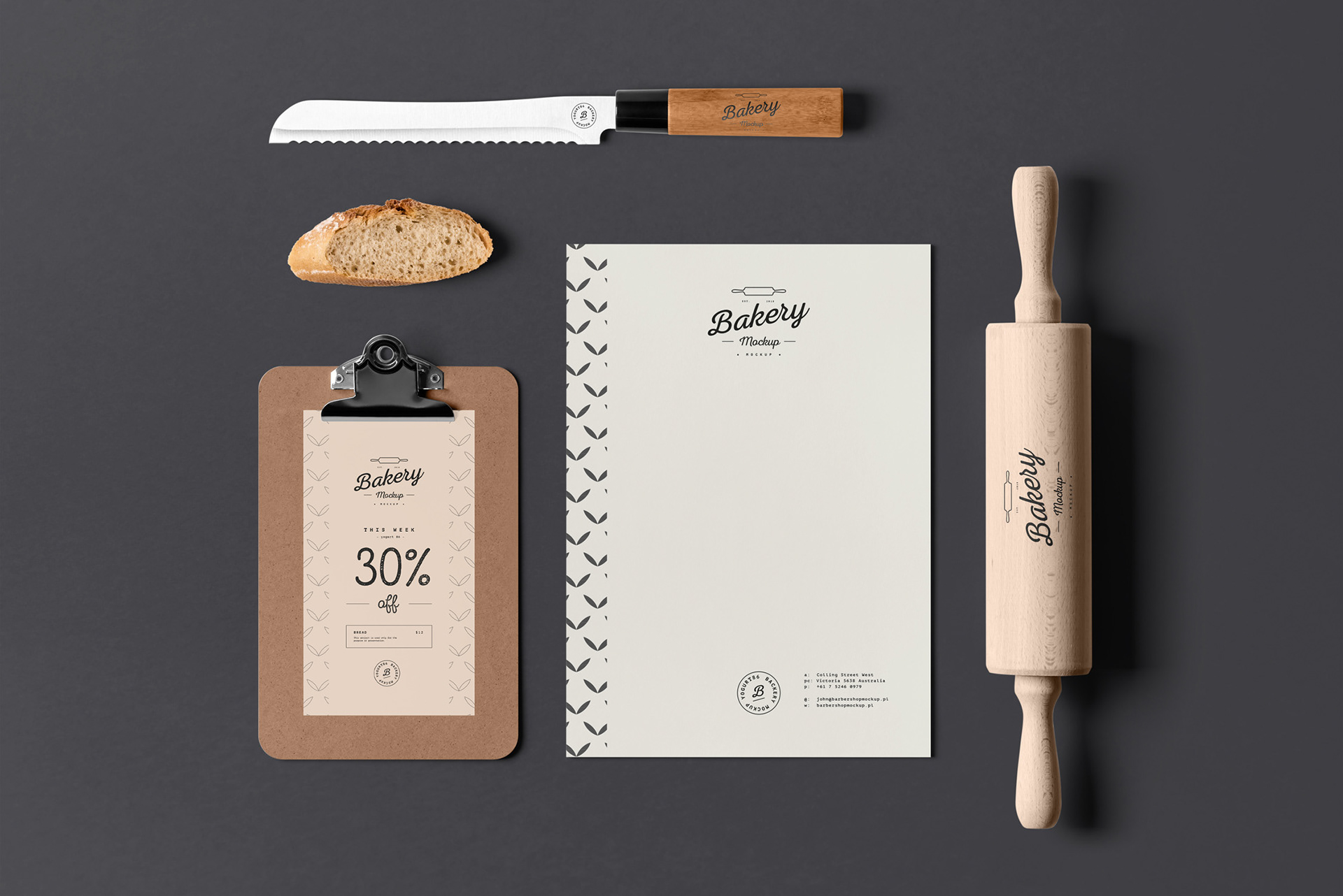 8个面包店品牌VI设计展示样机模板素材 Bakery Branding Mock-up_img_2