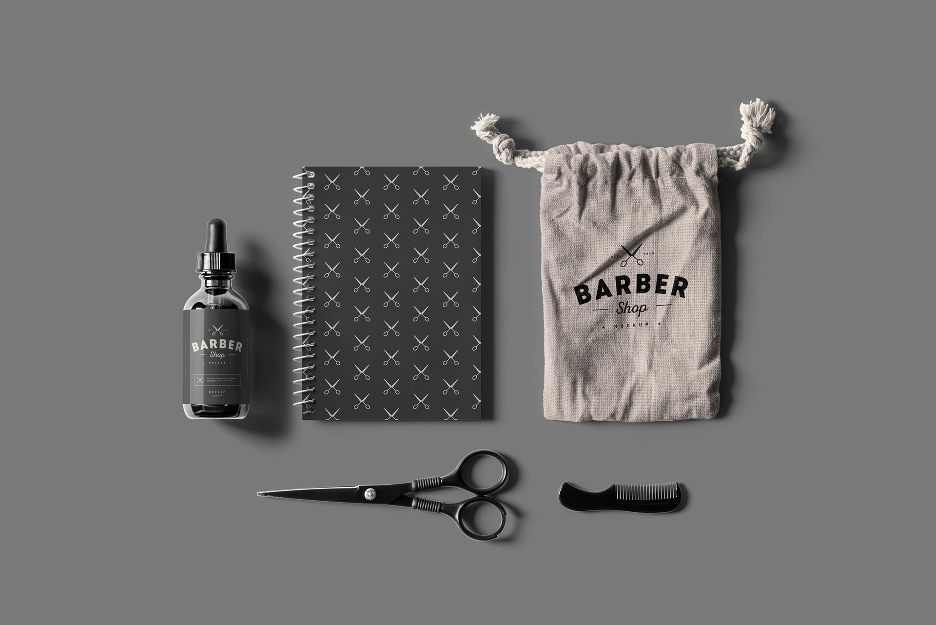 理发店品牌VI设计展示样机模板素材 Barber Shop Branding Mock-up_img_2