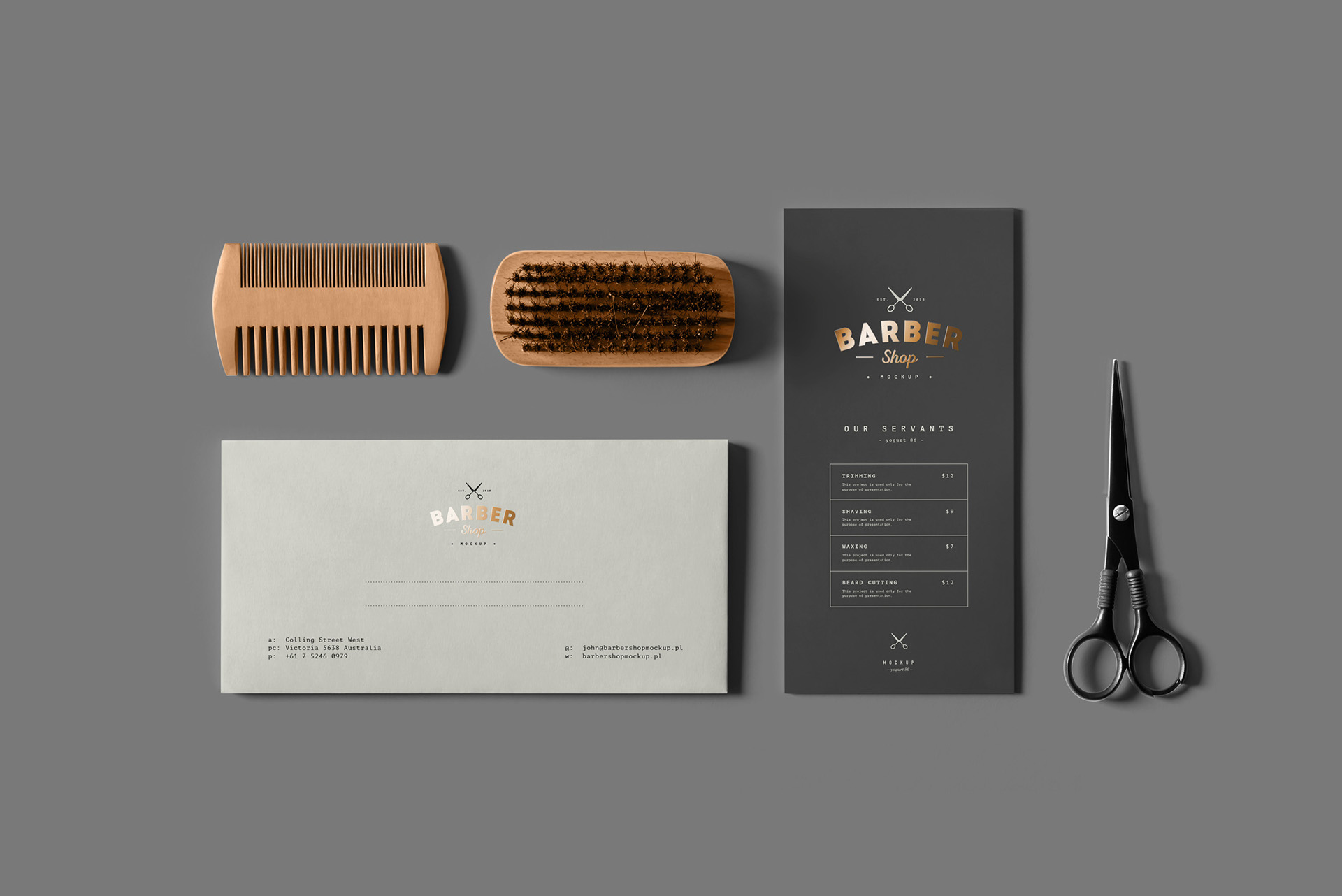 理发店品牌VI设计展示样机模板素材 Barber Shop Branding Mock-up_img_2