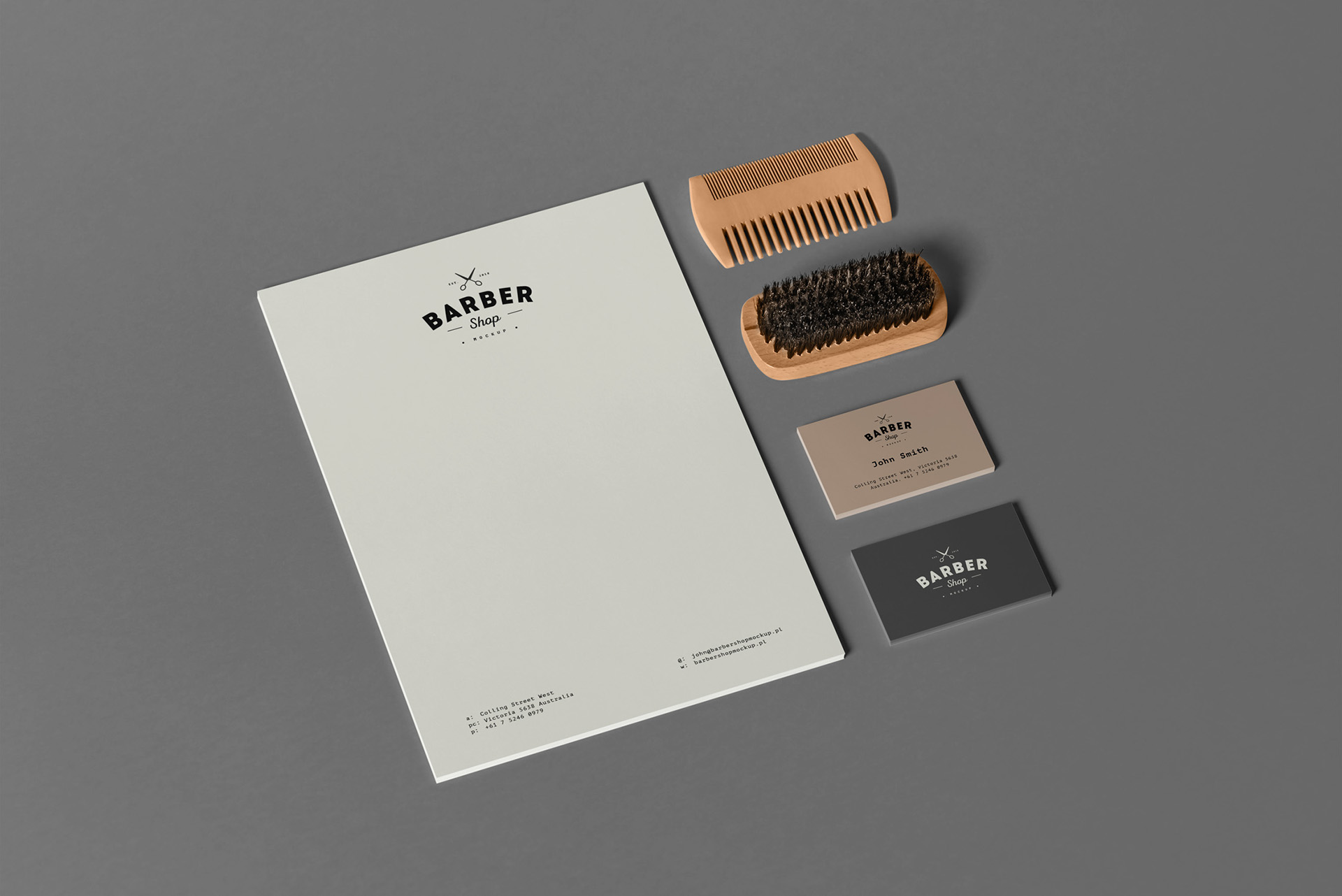 理发店品牌VI设计展示样机模板素材 Barber Shop Branding Mock-up_img_2