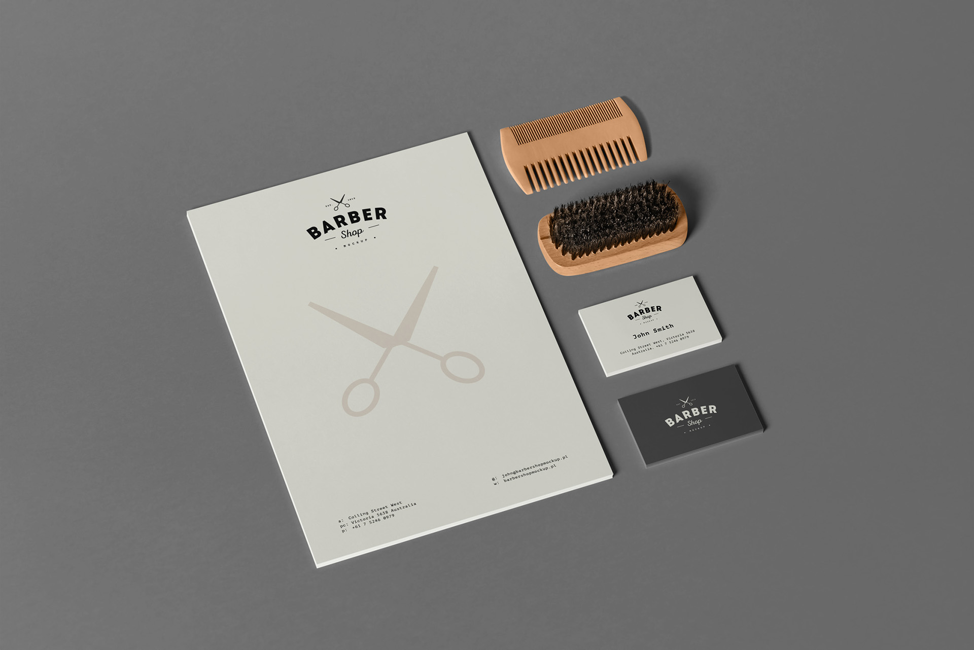 理发店品牌VI设计展示样机模板素材 Barber Shop Branding Mock-up_img_2