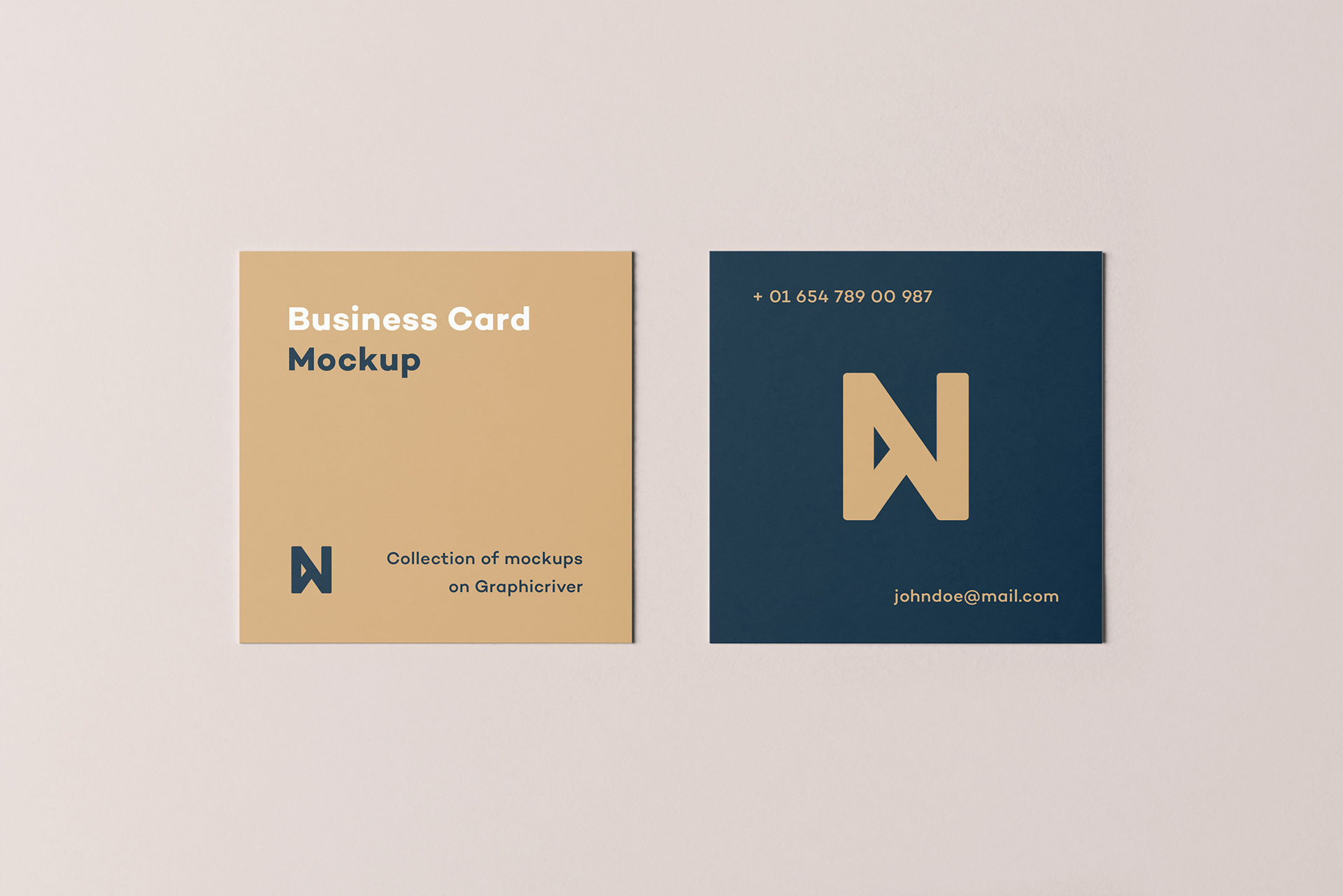 7个方形商务名片设计展示样机模板 Square Business Card Mockup_img_2