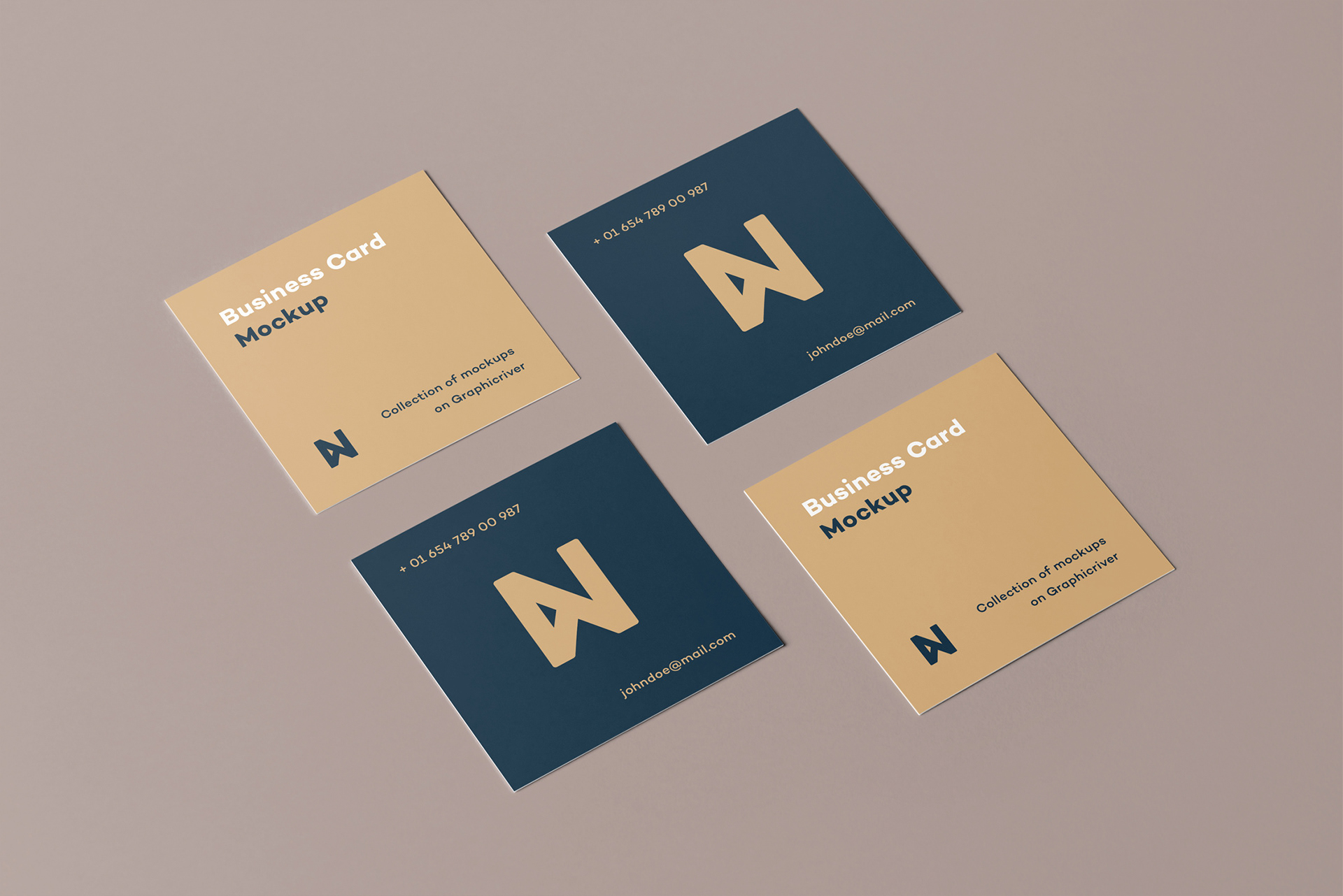 7个方形商务名片设计展示样机模板 Square Business Card Mockup_img_2