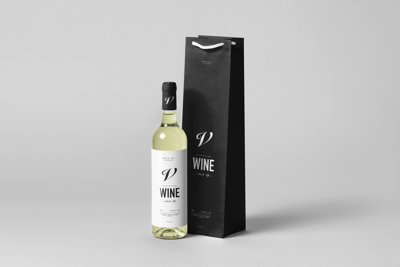 葡萄酒酒瓶产品包装袋样机展示素材 Wine Bag & Bottle Mockup_img_2