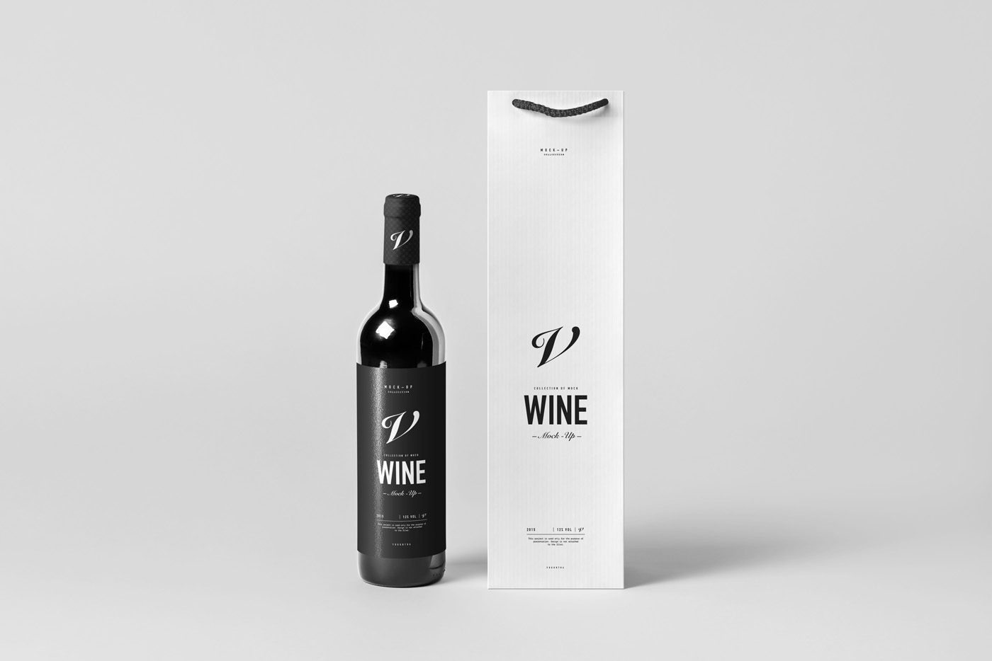 葡萄酒酒瓶产品包装袋样机展示素材 Wine Bag & Bottle Mockup_img_2