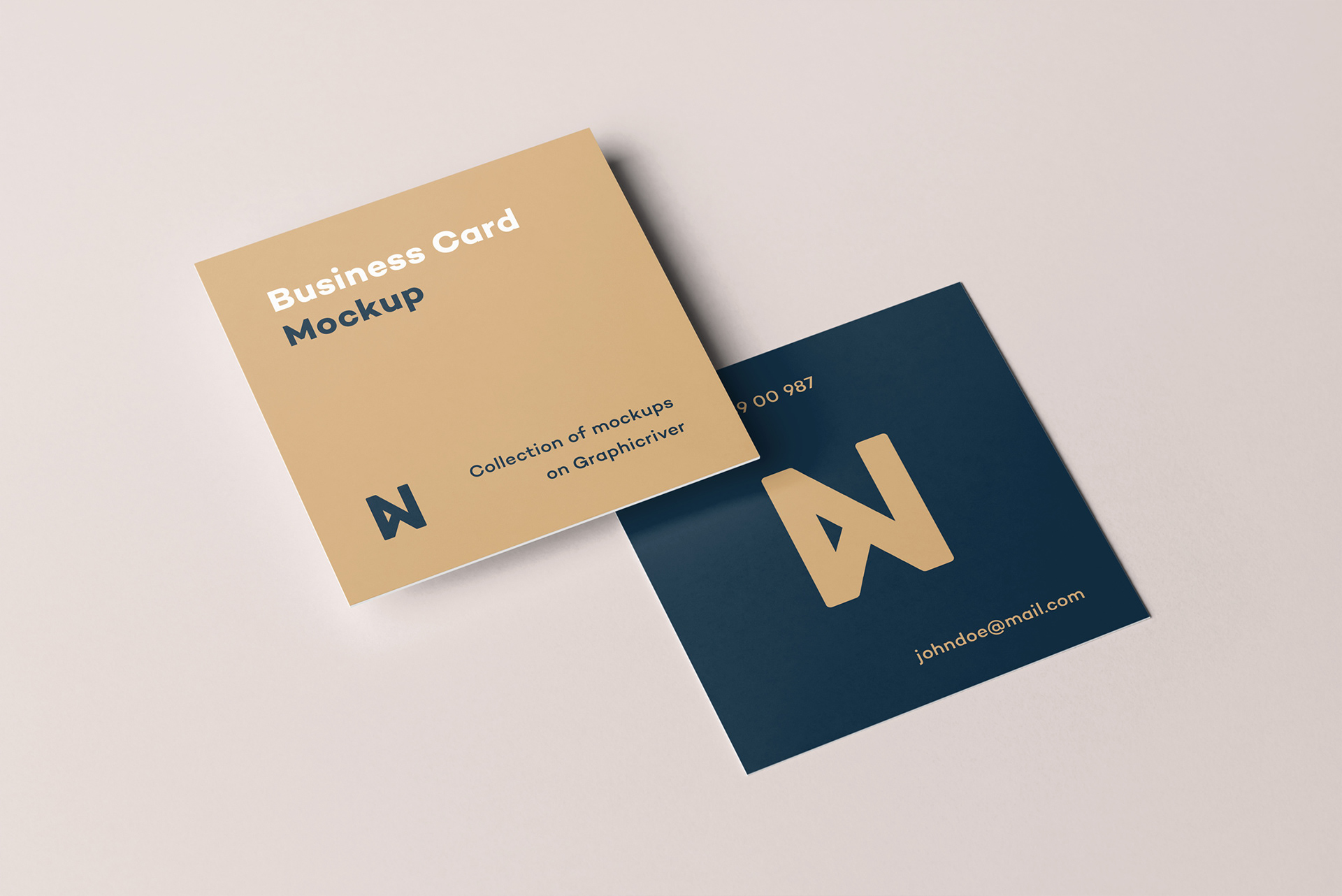 7个方形商务名片设计展示样机模板 Square Business Card Mockup_img_2