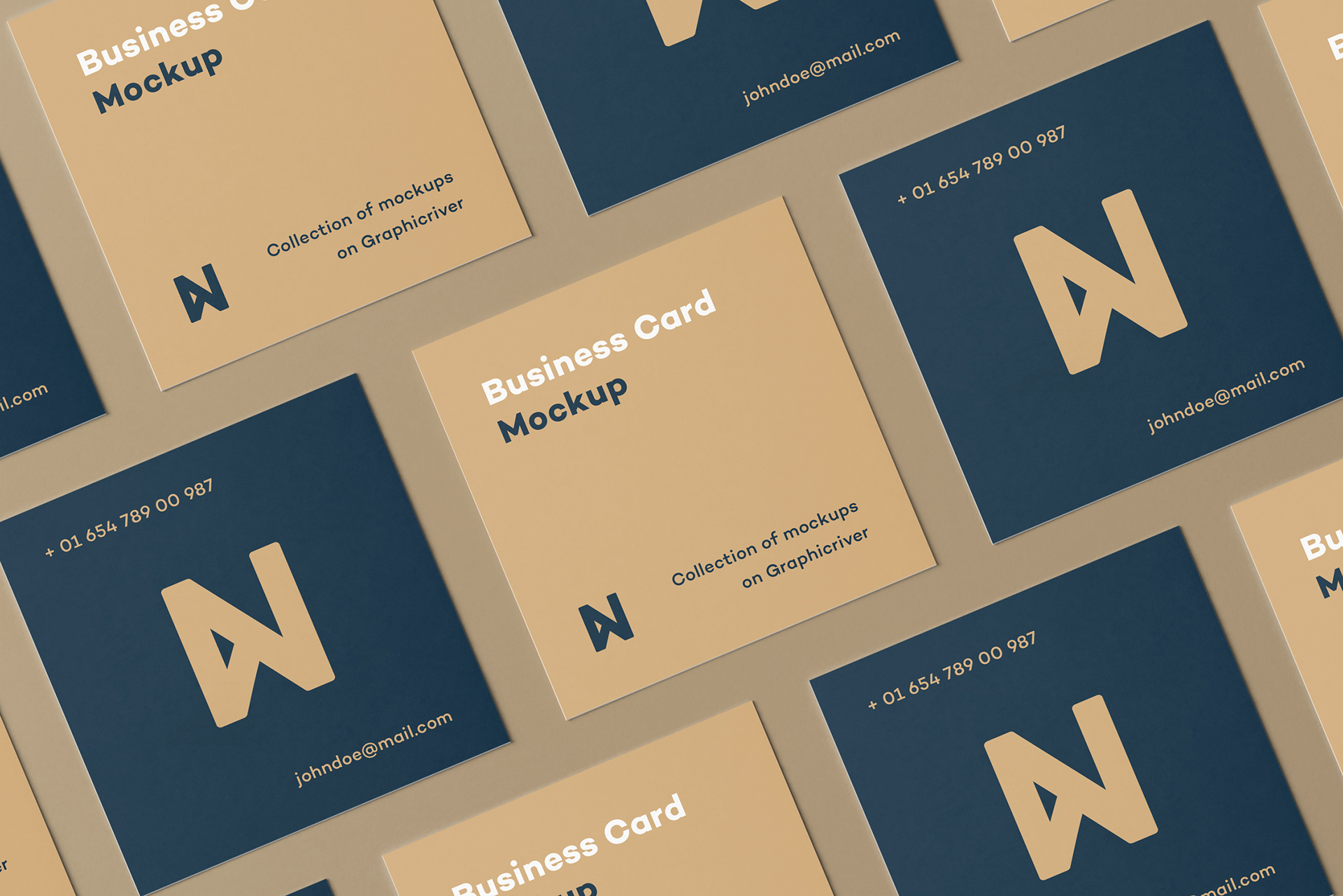 7个方形商务名片设计展示样机模板 Square Business Card Mockup_img_2