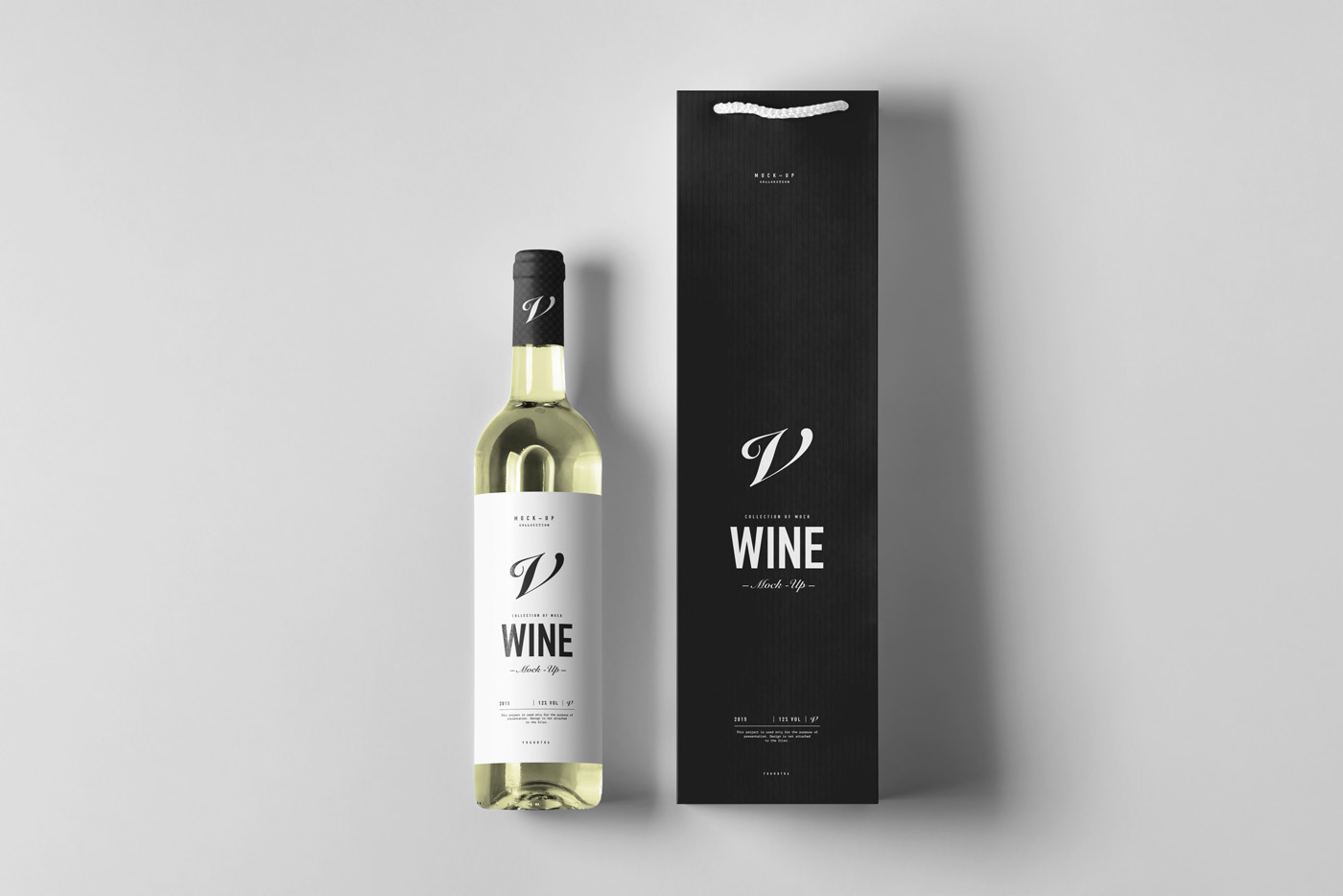 葡萄酒酒瓶产品包装袋样机展示素材 Wine Bag & Bottle Mockup_img_2