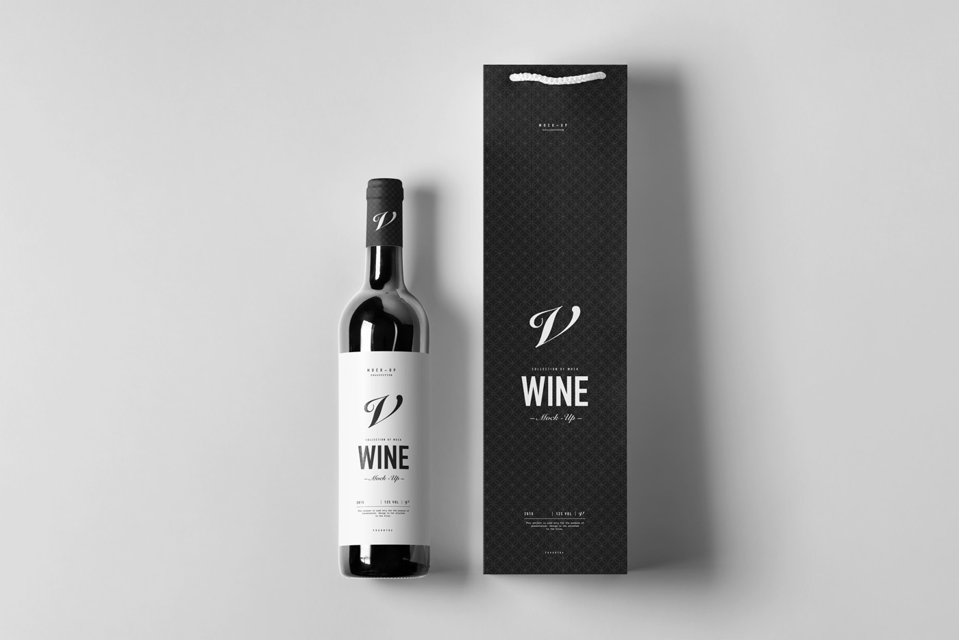 葡萄酒酒瓶产品包装袋样机展示素材 Wine Bag & Bottle Mockup_img_2