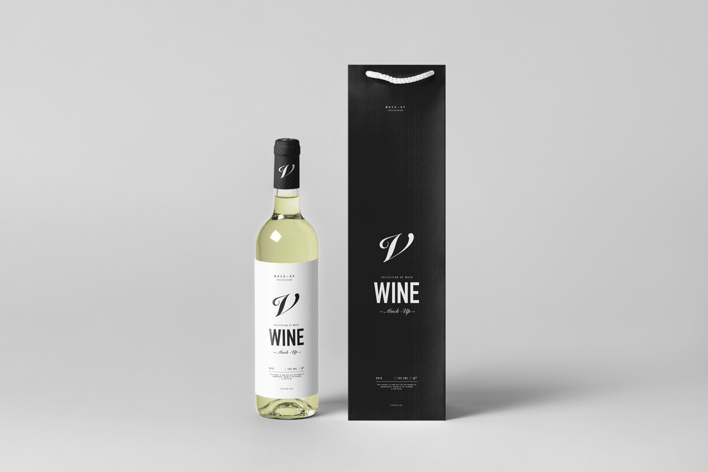 葡萄酒酒瓶产品包装袋样机展示素材 Wine Bag & Bottle Mockup_img_2